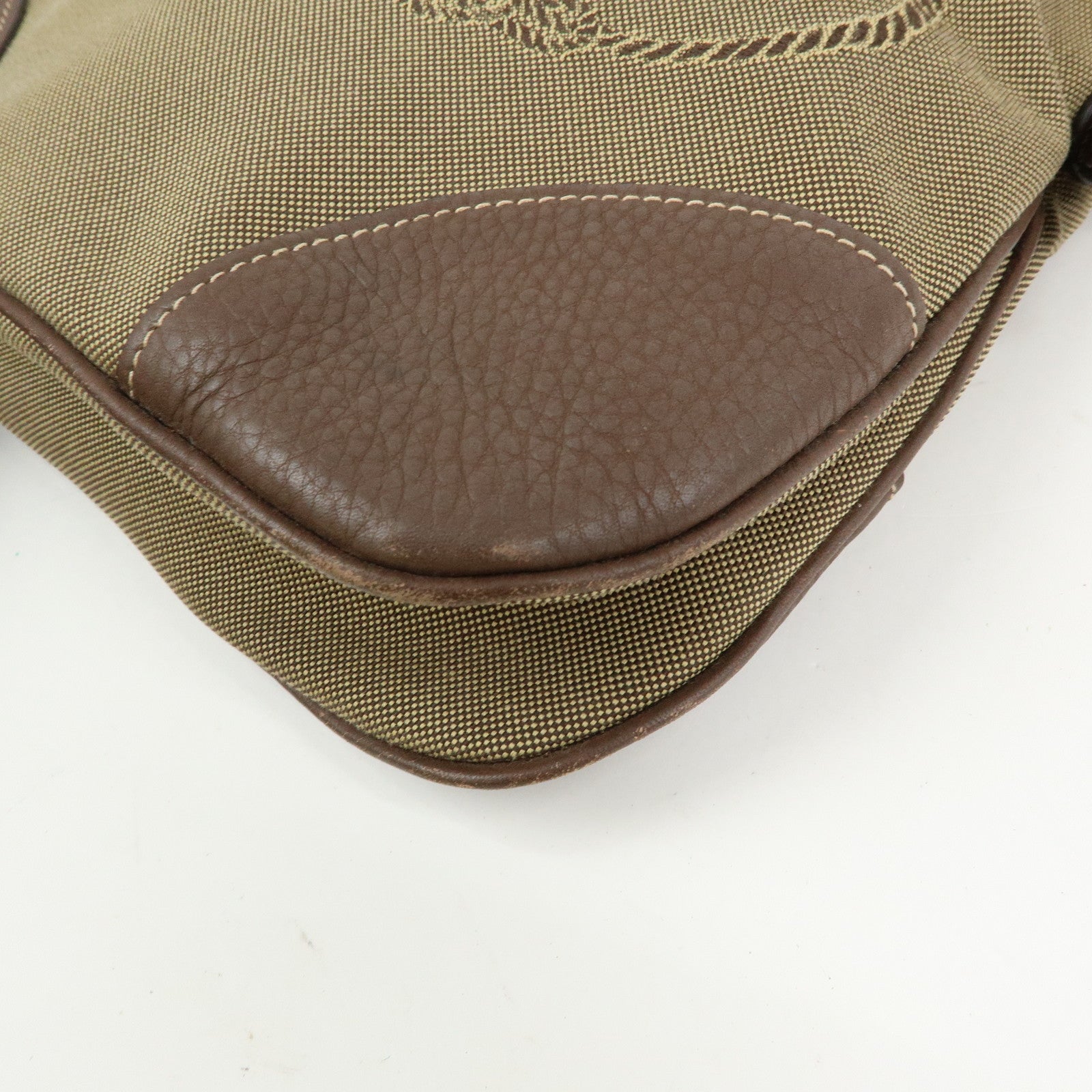 PRADA Logo Jacguard Leather Shoulder Bag Crossbody Bag Brown 1BT867