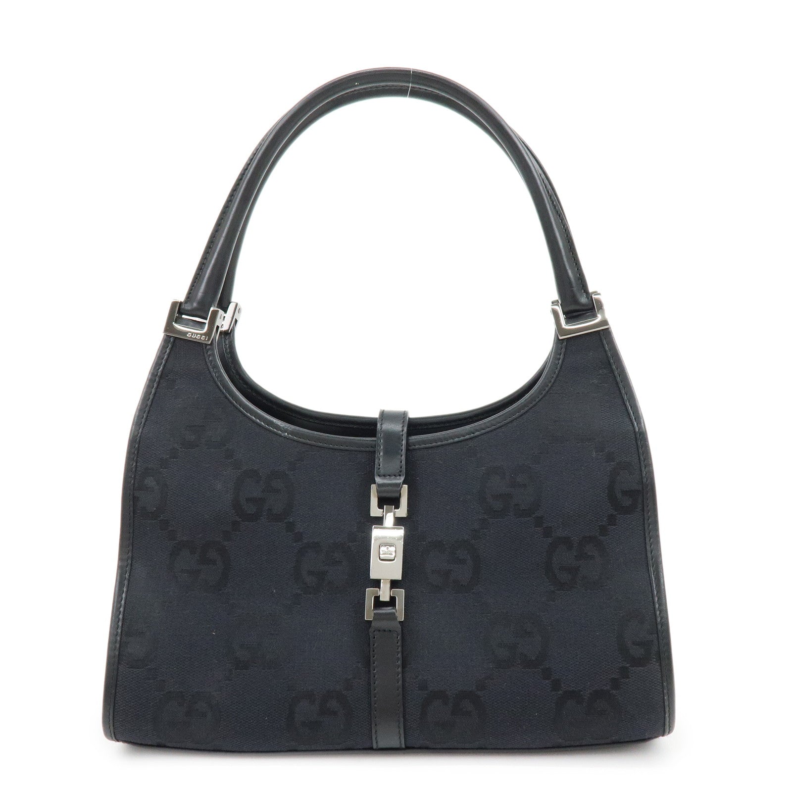 GUCCI Jackie GG Canvas Leather Shoulder Bag Hand Bag Black 002.1068