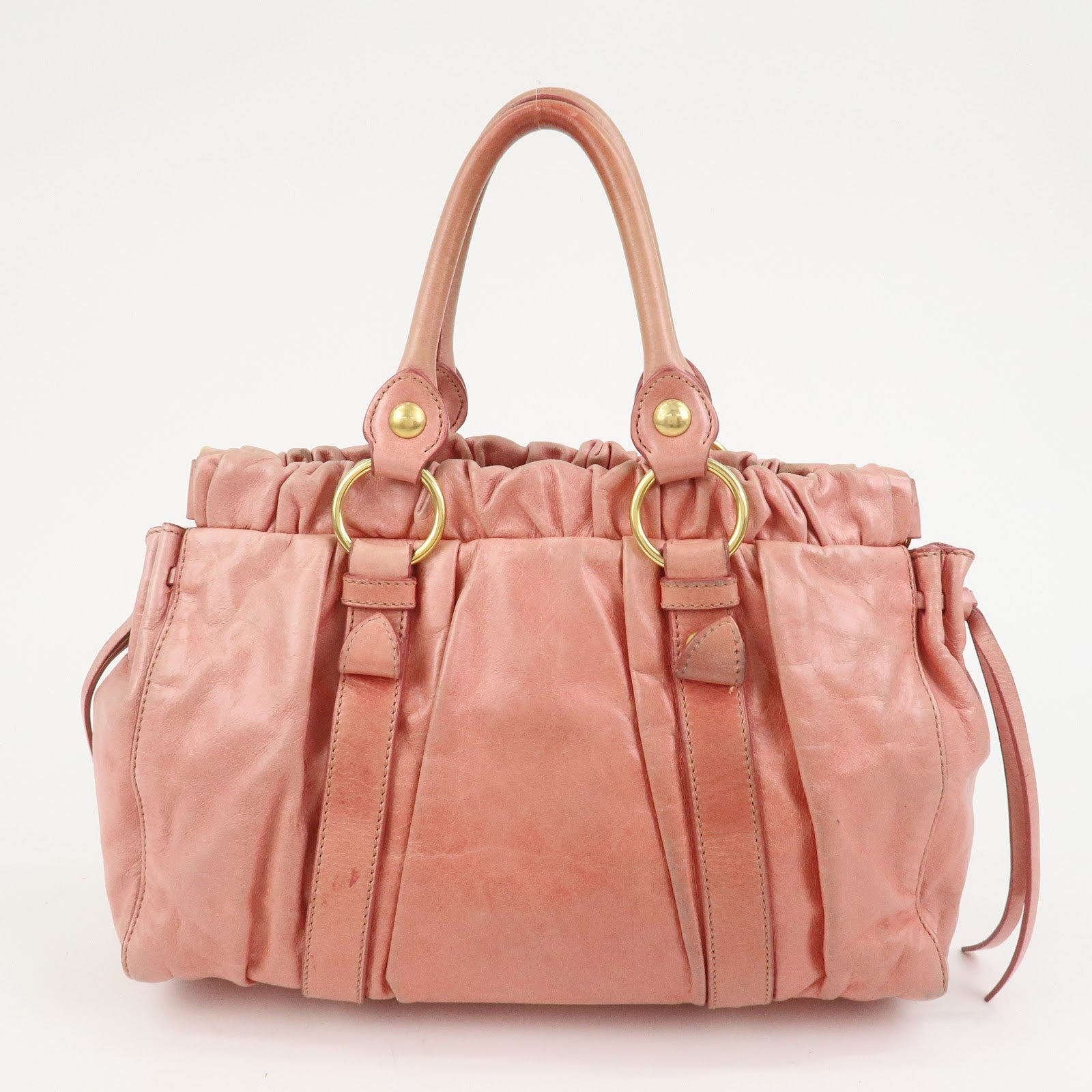 MIU MIU Logo Leather 2Way Bag Shoulder Bag Hand Bag Pink RT0383