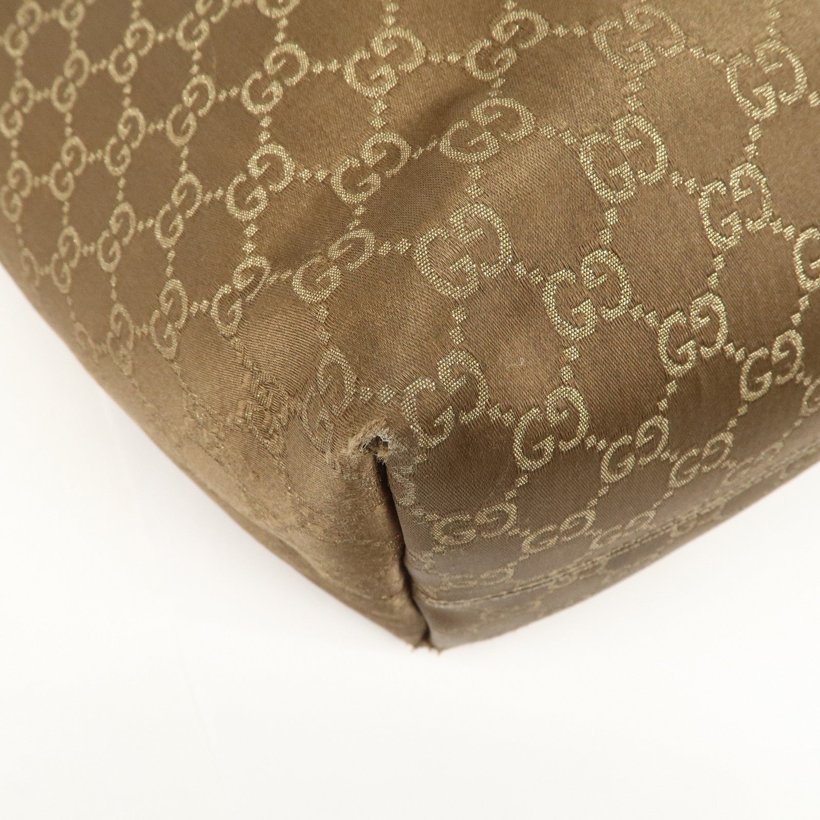 GUCCI Logo GG Canvas Leather Tote Bag Hand Bag Brown Gold 267474