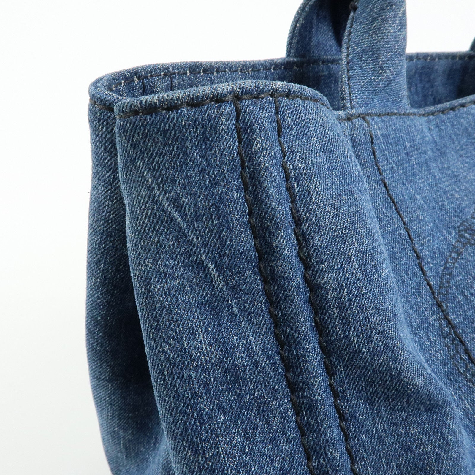 PRADA Triangle Logo Canapa Denim Large 2Way Bag Tote Bag B2642B