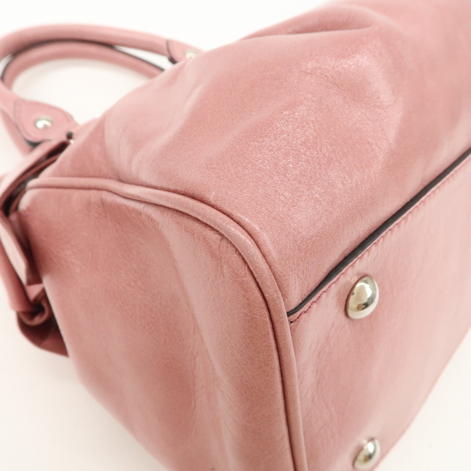 MIU MIU Vitello Lux 2Way Bag Hand Bag Shoulder Bag Pink RN0955