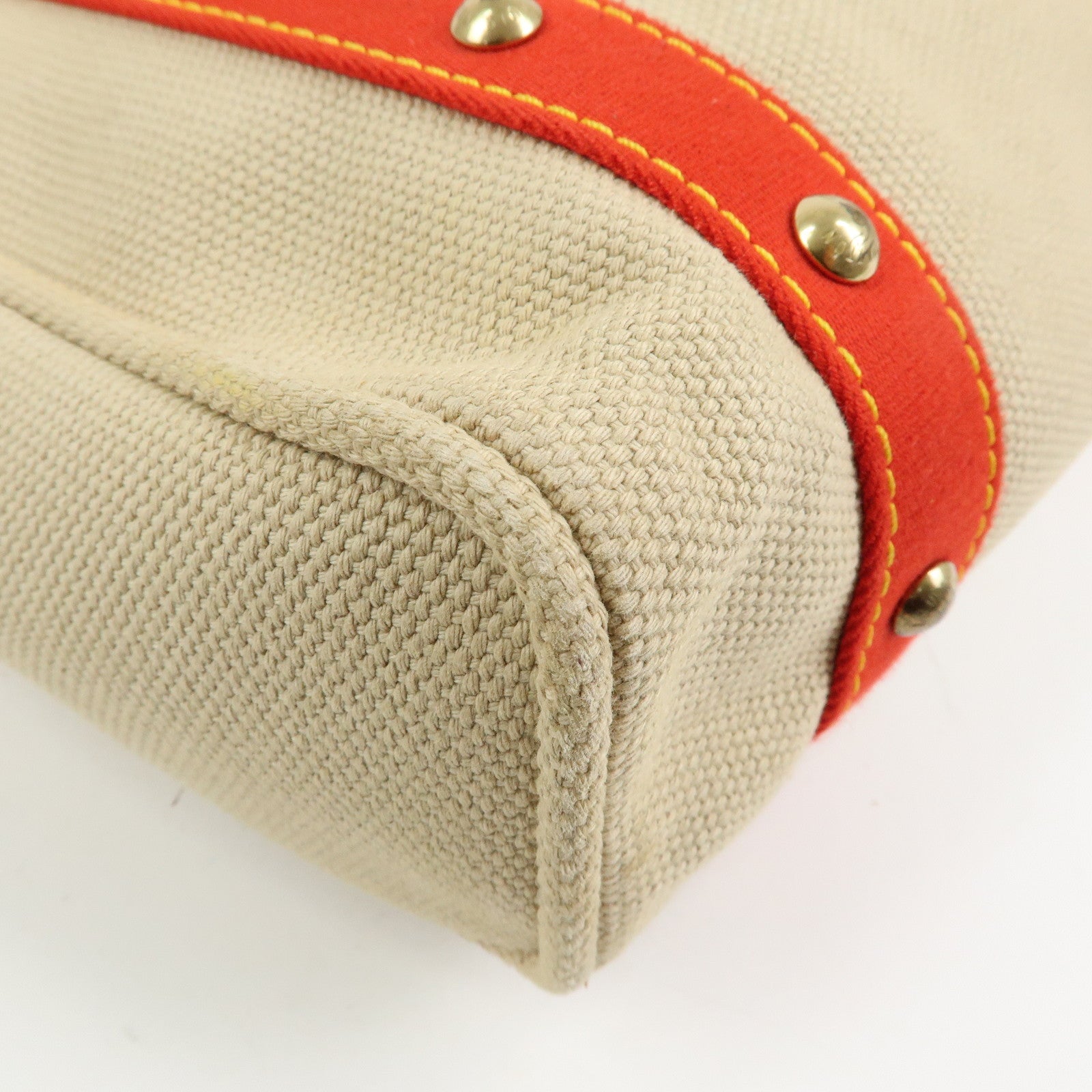 Louis Vuitton Antigua Cabas MM Canvas Leather Tote Bag Beige M40035