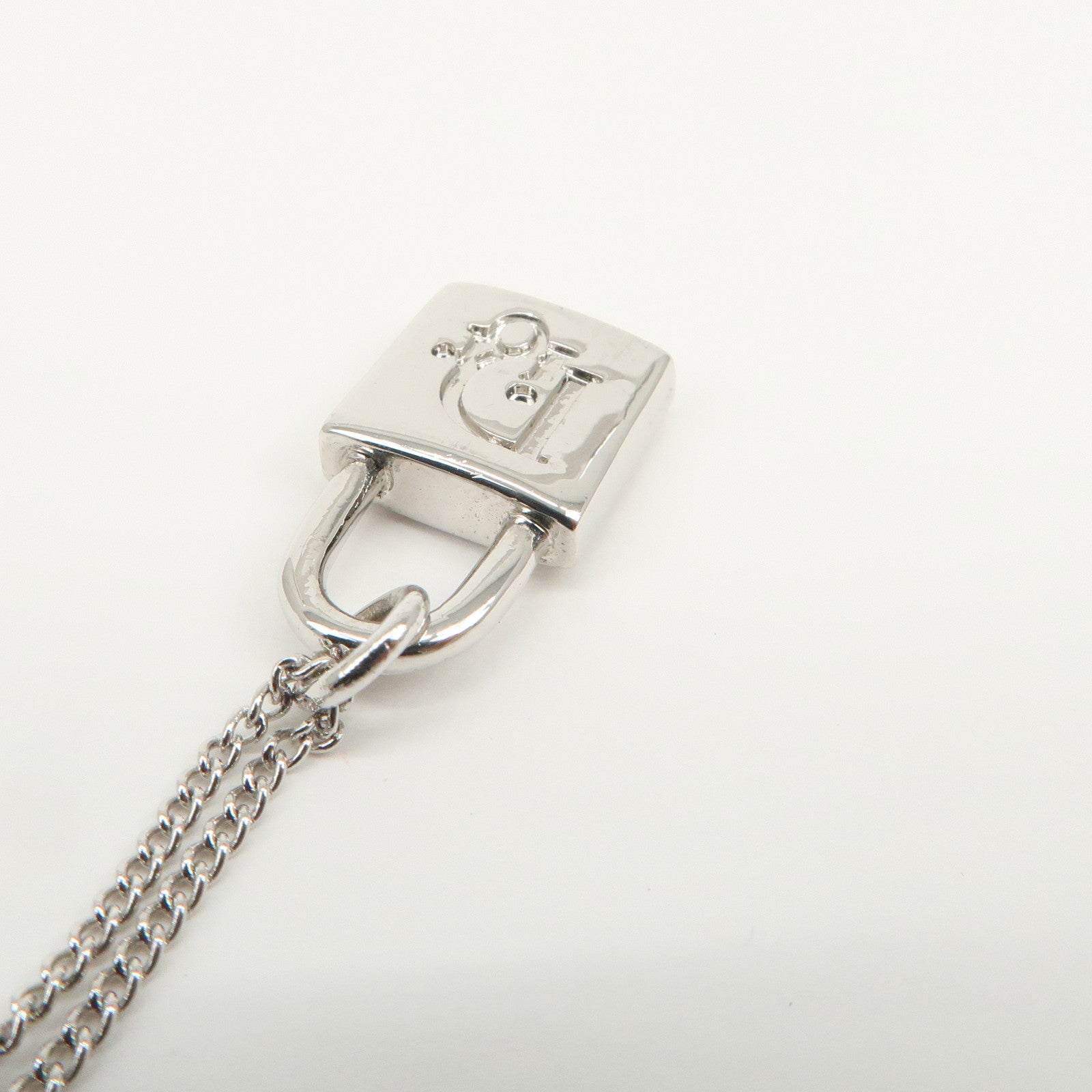 Christian Dior Logo Metal Necklace Choker Silver