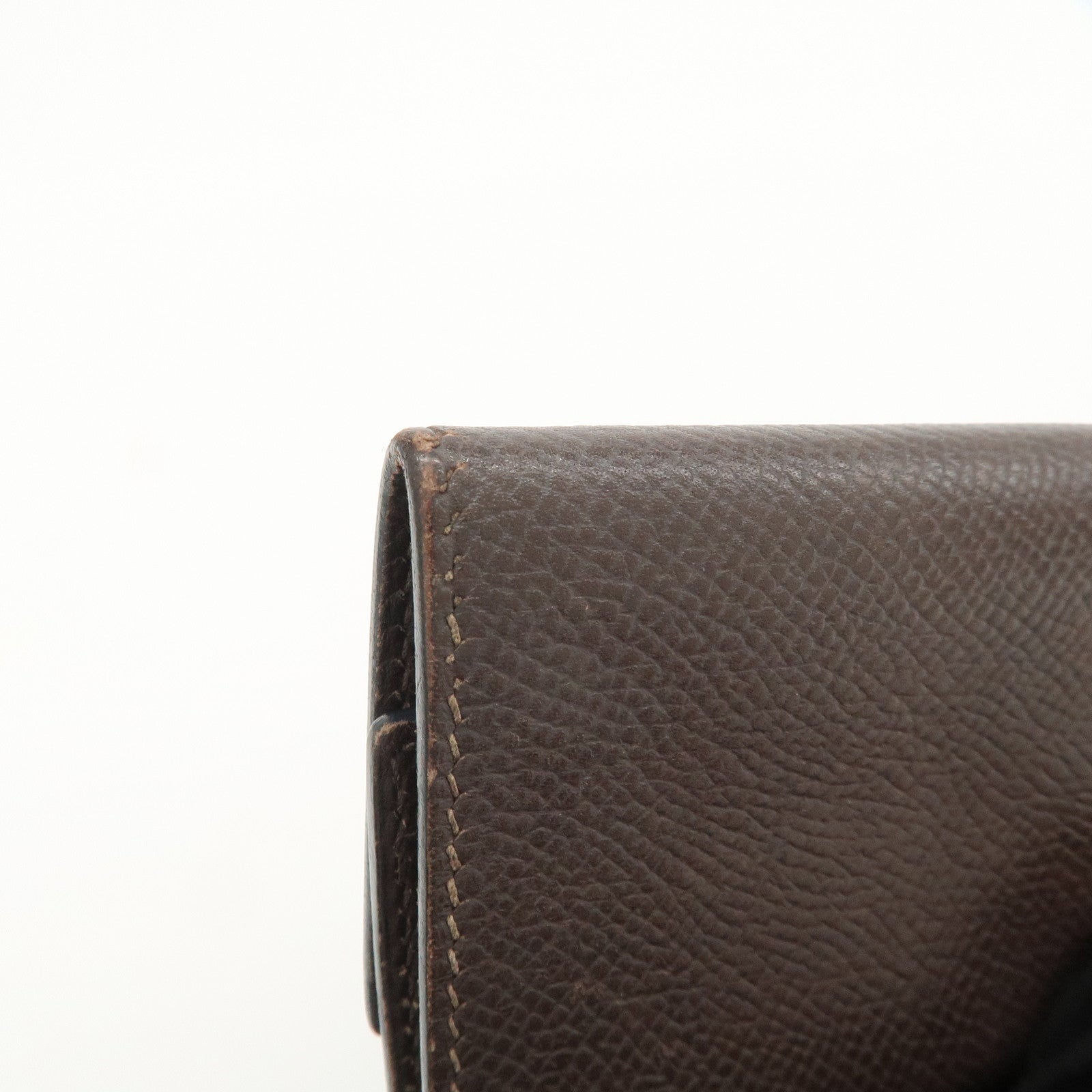 HERMES Etui Cles 4 Veau Epsom Leather L Stamped Key Case Dark Brown