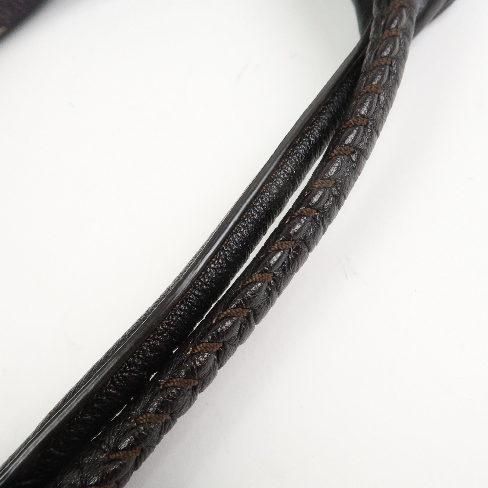 CELINE Macadam Denim Leather 2Way Shoulder Bag Indigo Blue Brown