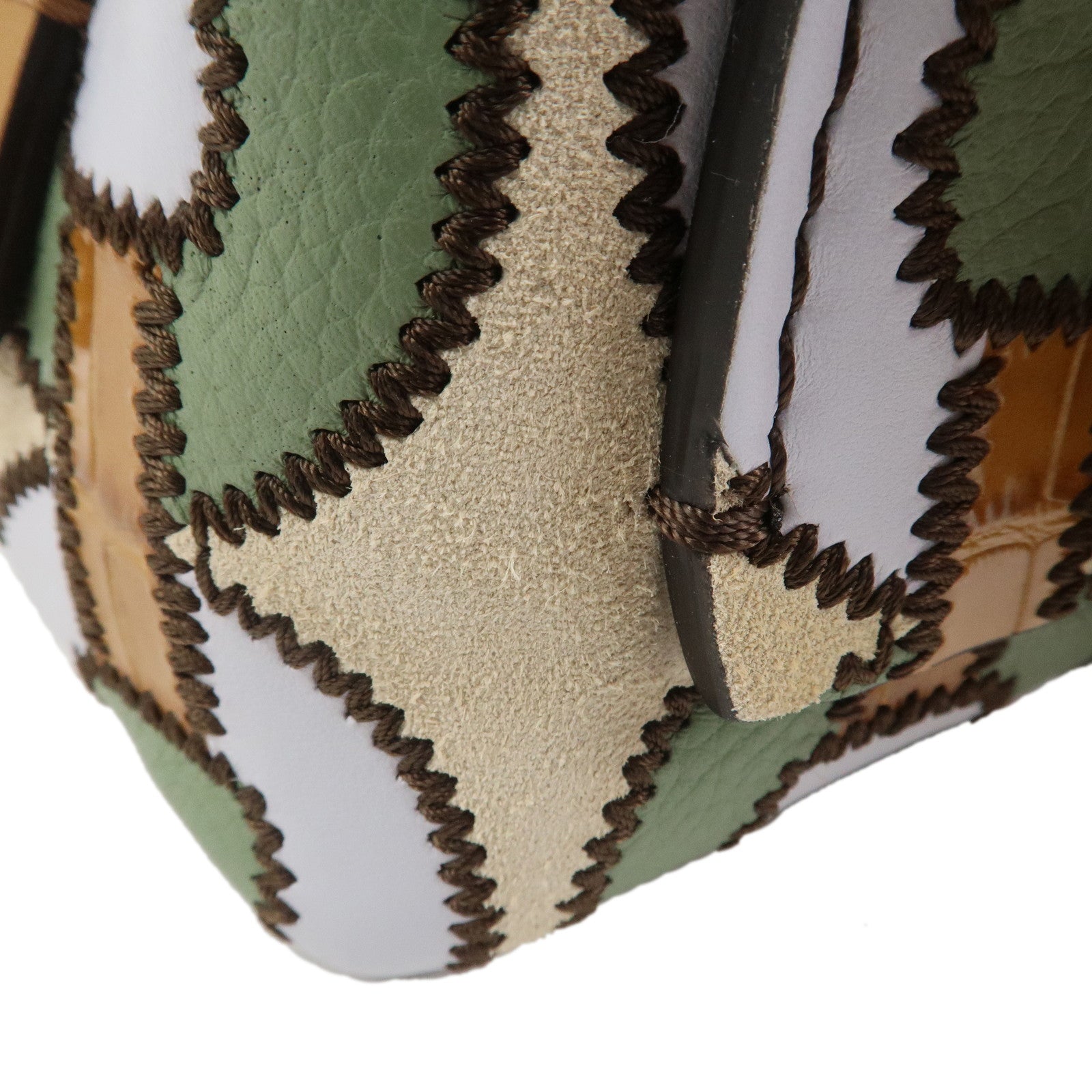 Chloe DARIA Suede Leather 2Way Bag Shoulder Bag Ivory Brown Green