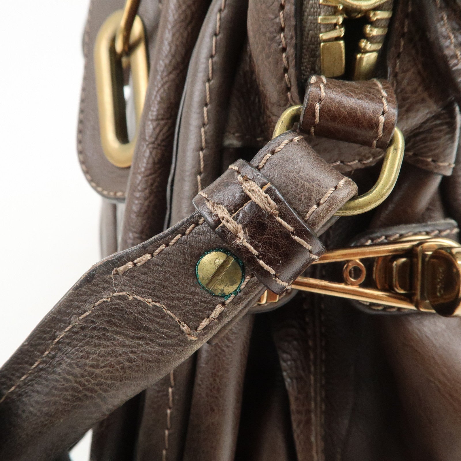 Chloe Paraty Leather 2Way Bag Hand Bag Shoulder Bag Dark Brown