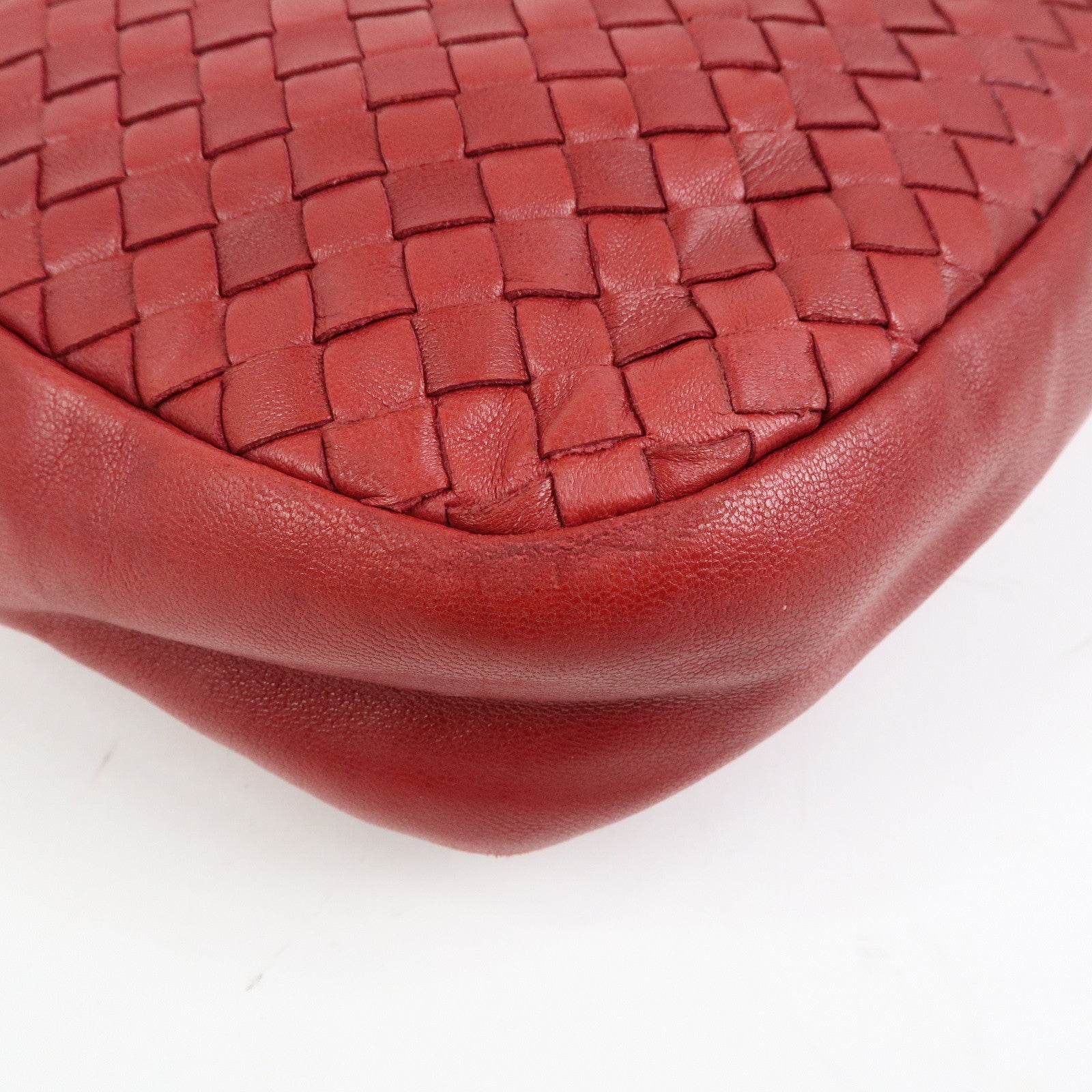 BOTTEGA VENETA Intrecciato Leather Shoulder Bag Red 132369