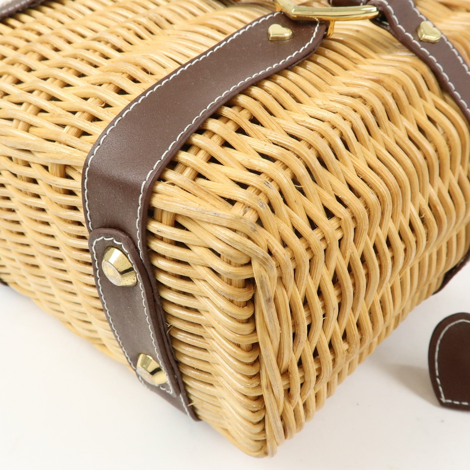 COACH Harley Set of 4 Leather Suede Rattan Shoulder Bag Brown Beige
