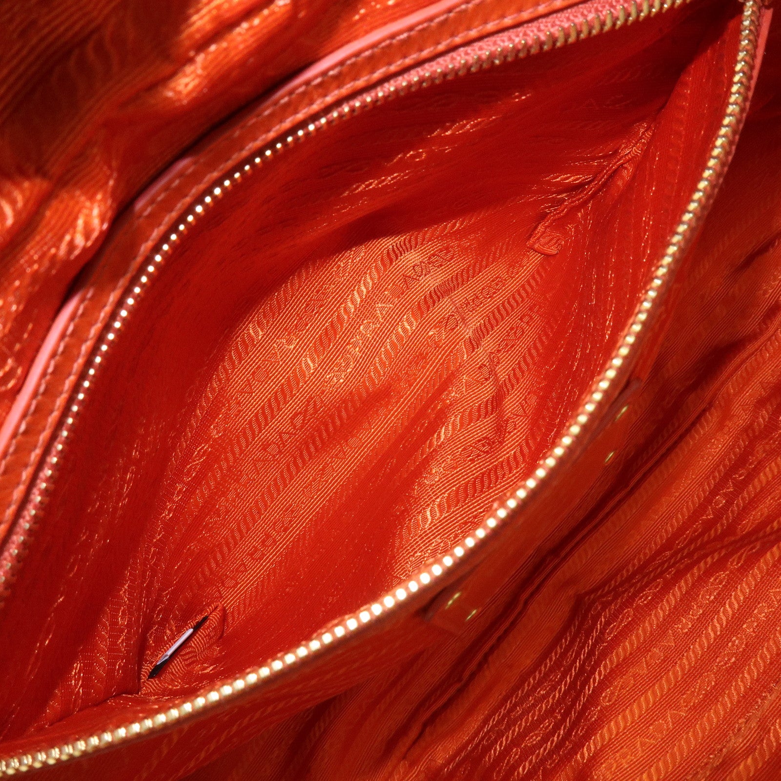 PRADA Logo Leather Boston Bag Hand Bag Shoulder Bag Orange BL0821