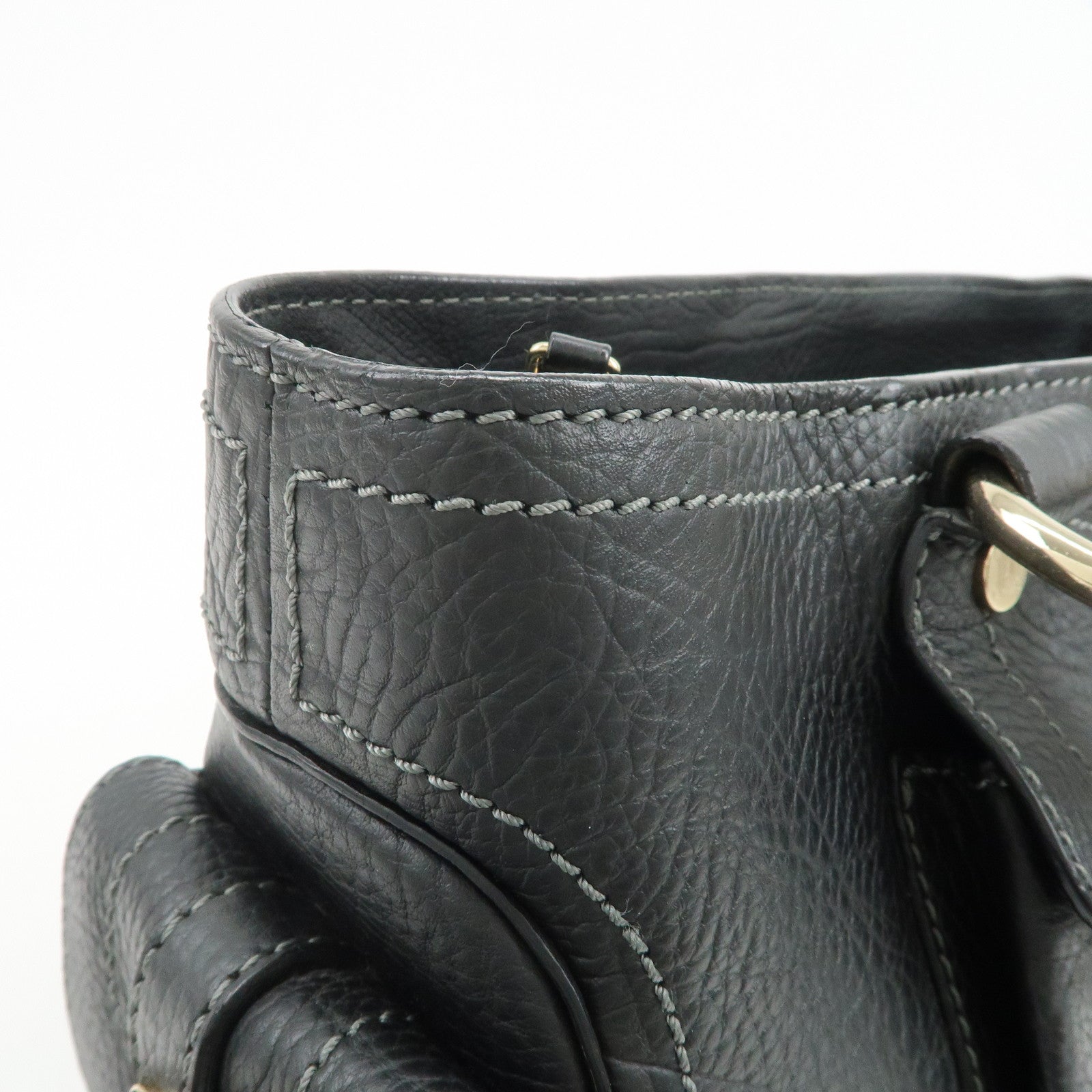 CELINE Logo Leather Boogie Bag Hand Bag Tote Bag Black