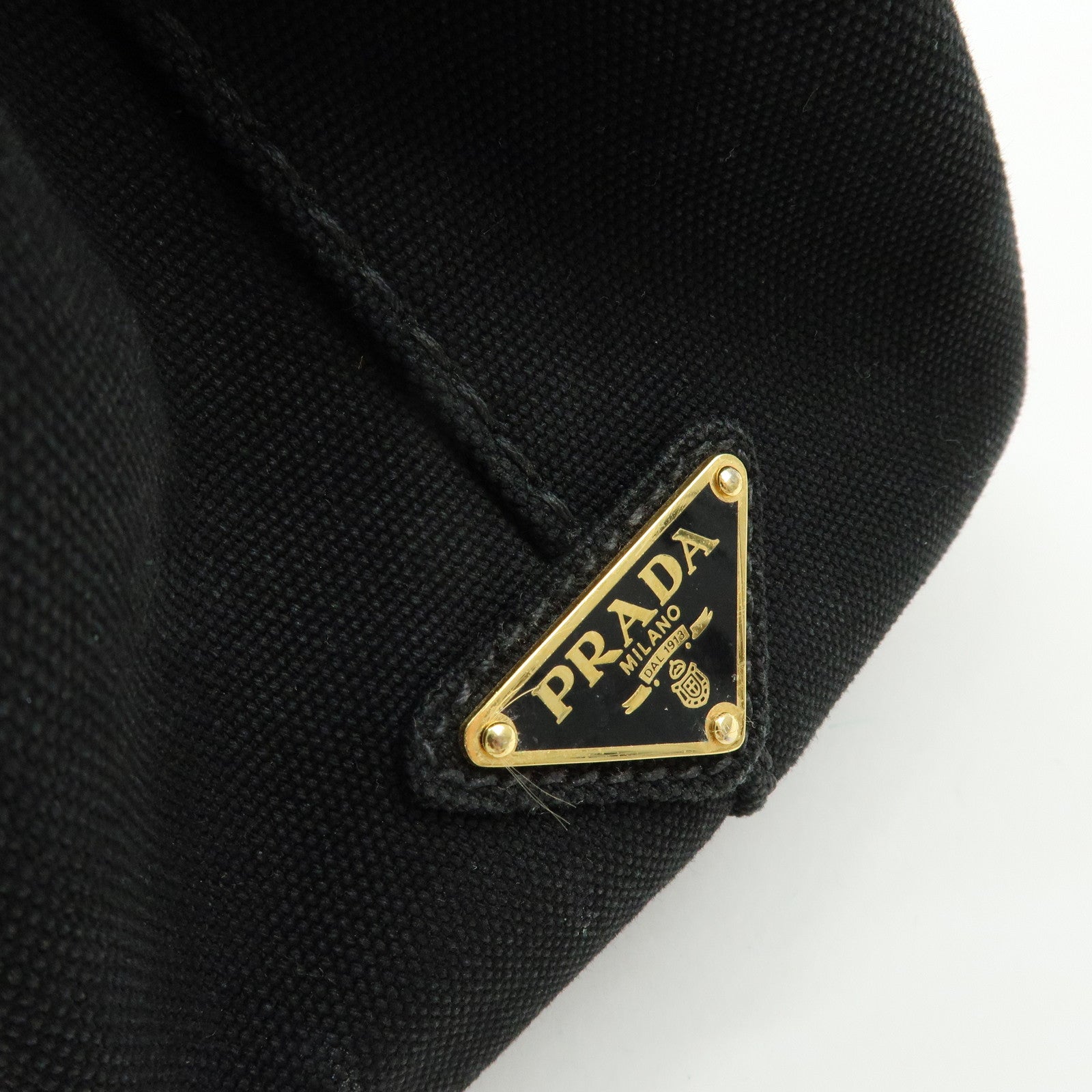PRADA Triangle Logo Canapa Mini Canvas 2Way Hand Bag Black 1BG439