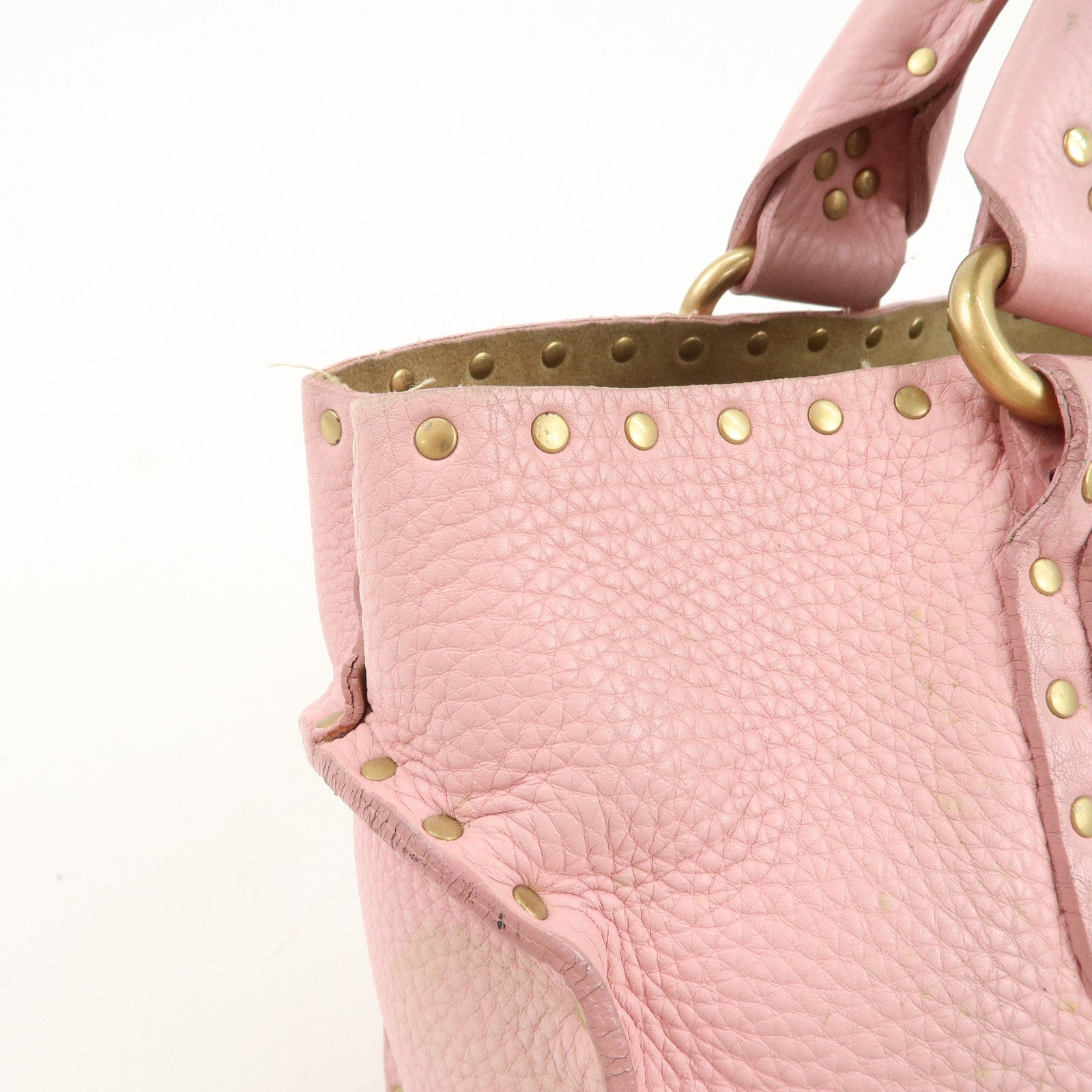 CELINE Leather Boogie Bag Hand Bag Tote Bag Pink