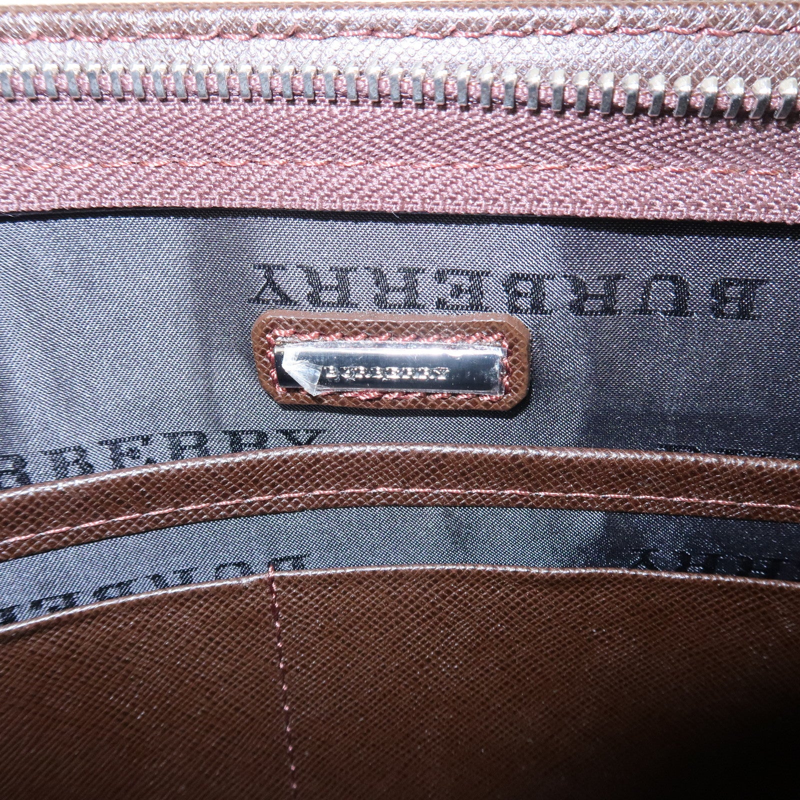 BURBERRY Leather Clutch Bag Hand Bag Pouch Brown