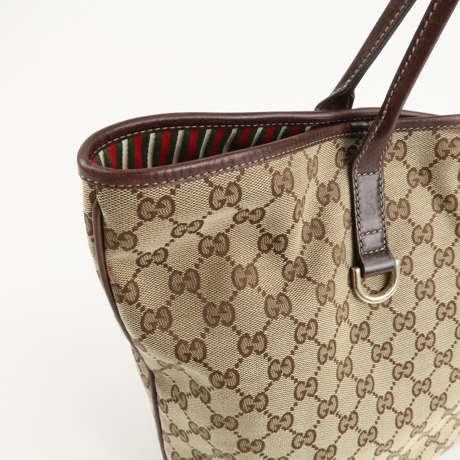 GUCCI Abbey Interlocking G GG Canvas Leather Tote Bag Brown 169945 Used