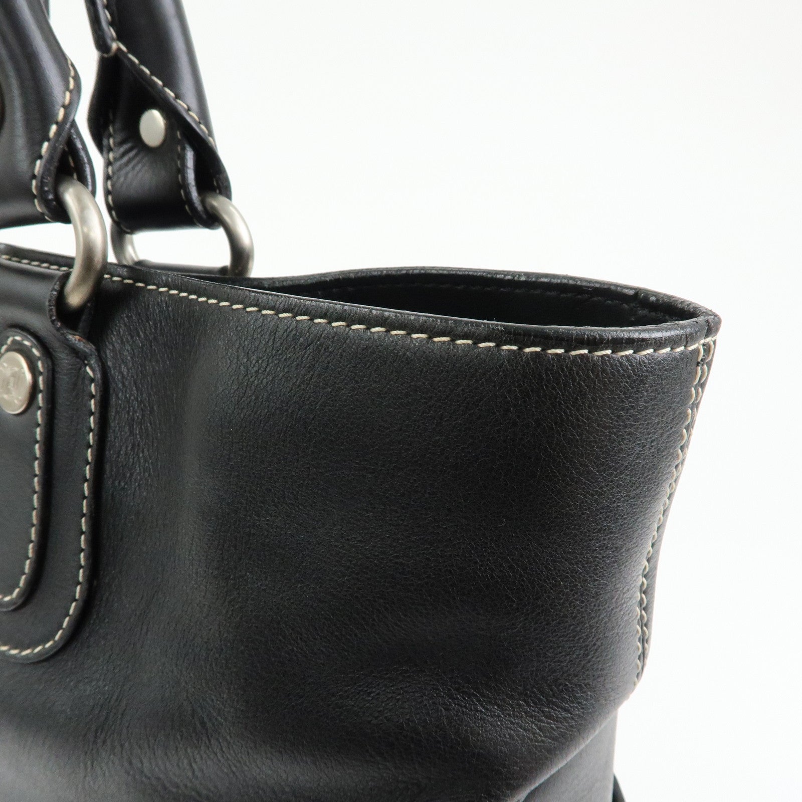 CELINE Boogie Bag Leather Hand Bag Tote Bag Black Silver