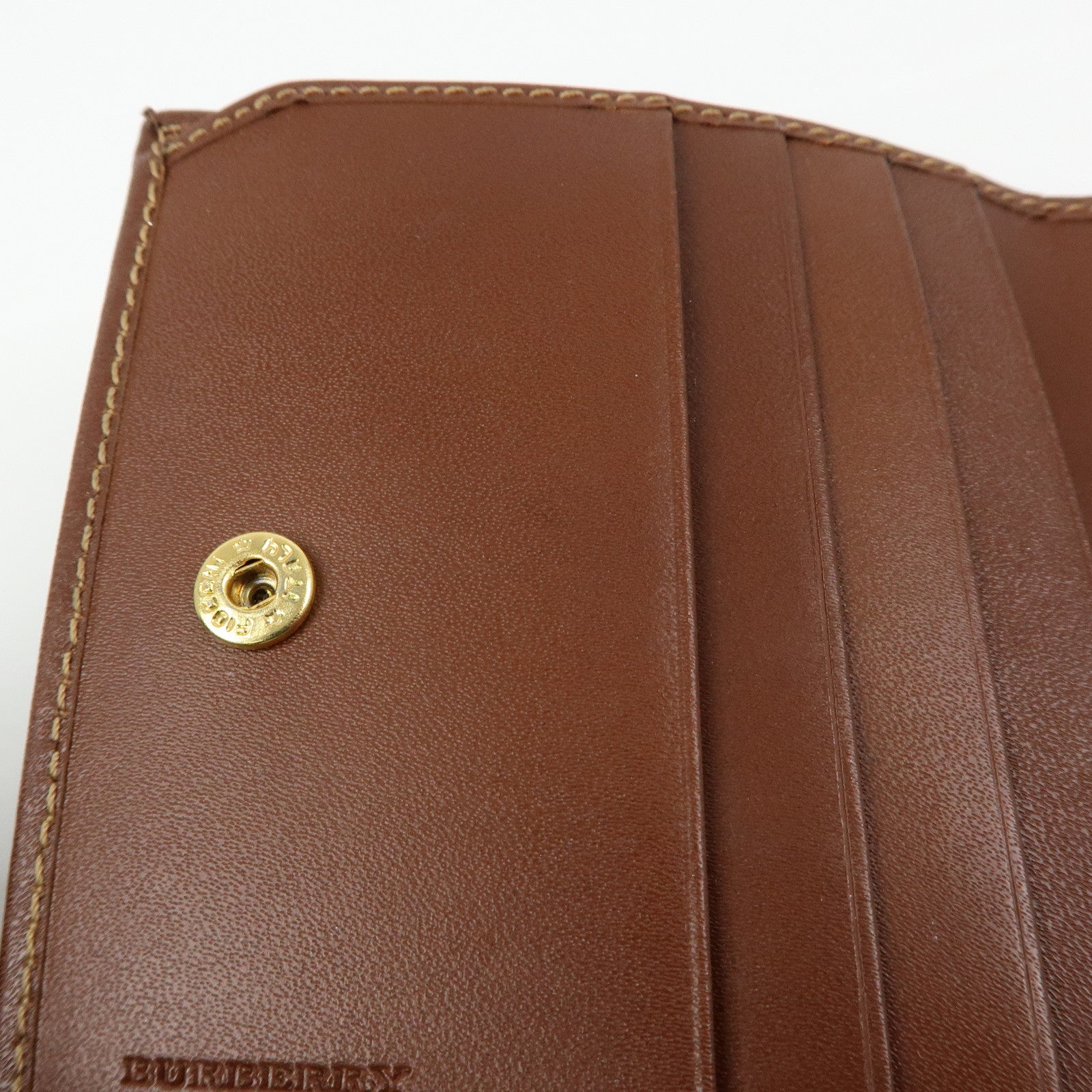 BURBERRY Nova Plaid PVC Coated Canvas Leather Compact Wallet Beige