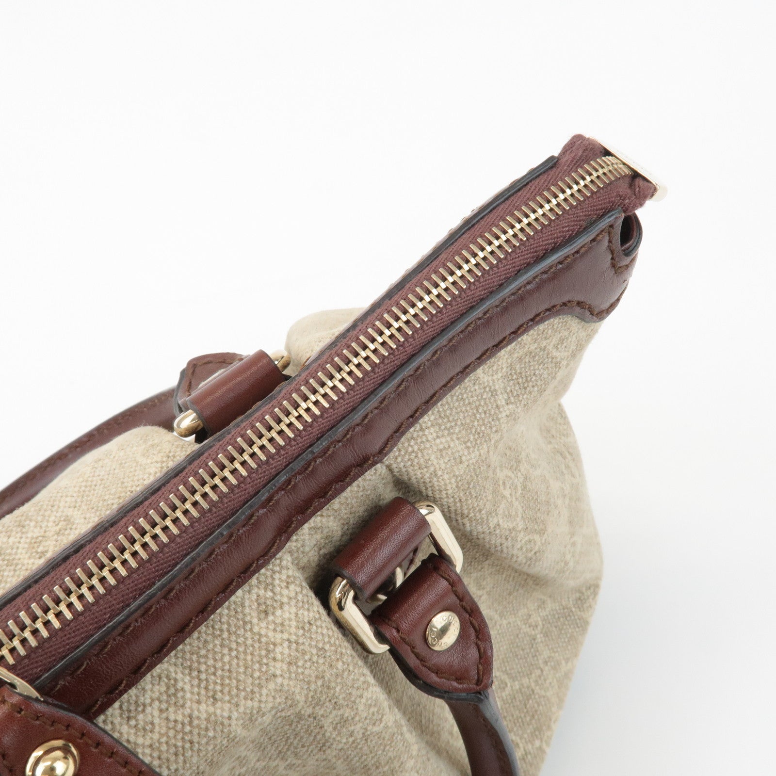 GUCCI Sukey GG Canvas Leather 2Way Bag Hand Bag Beige Brown 247902 Used