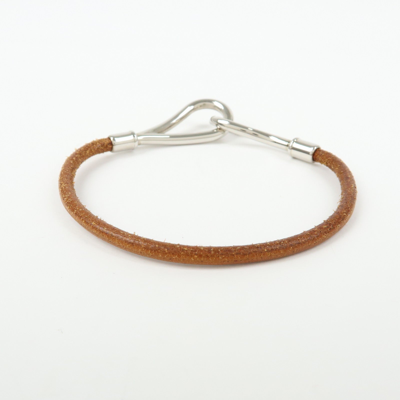 HERMES Jumbo Choker Leather Bracelet Brown