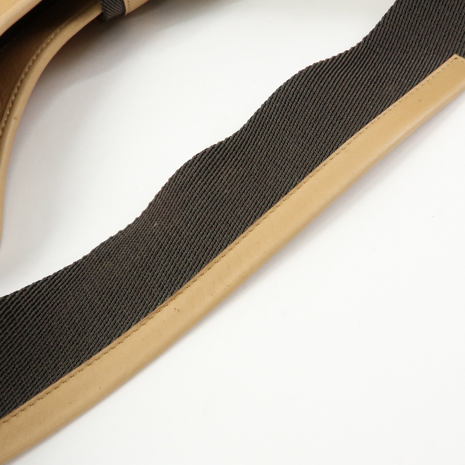 GUCCI Leather Canvas Shoulder Bag Hand Bag Beige Brown 92735