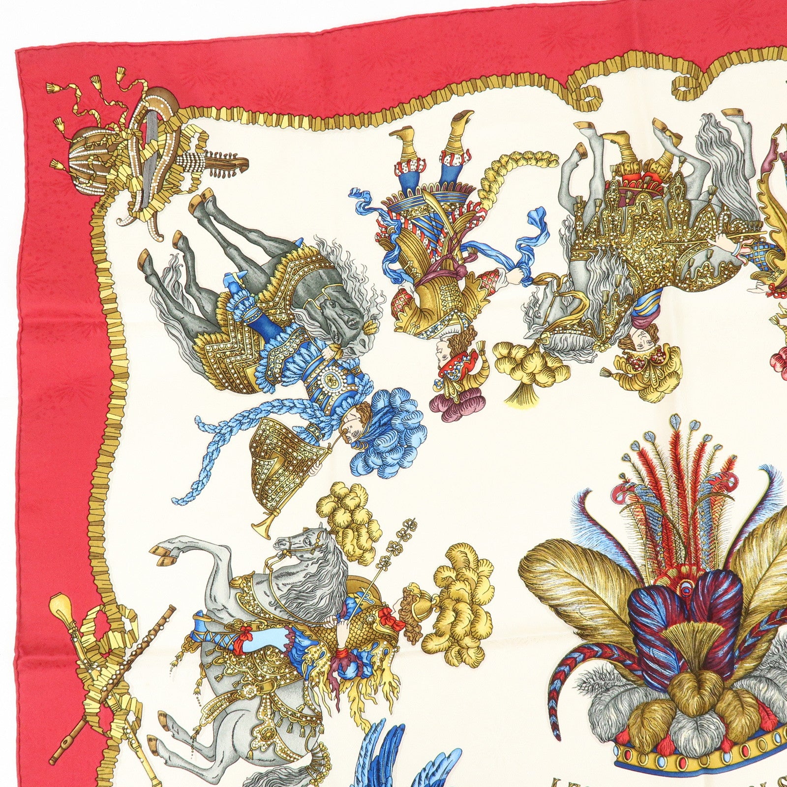 HERMES Carre 90 Set of 2 Silk 100% Scarf Brown Red