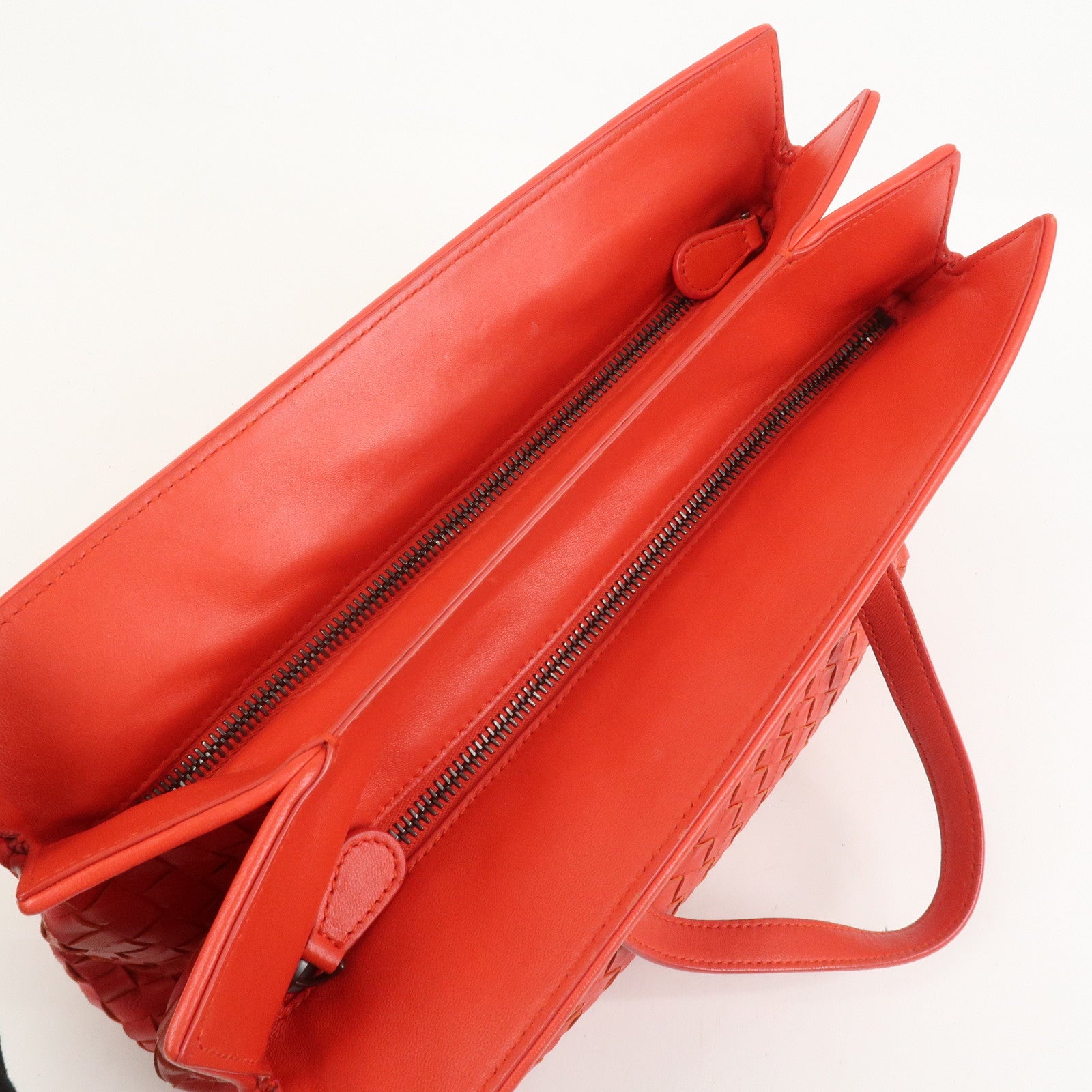 BOTTEGA VENETA Intrecciato Nappa Leather Hand Bag Red