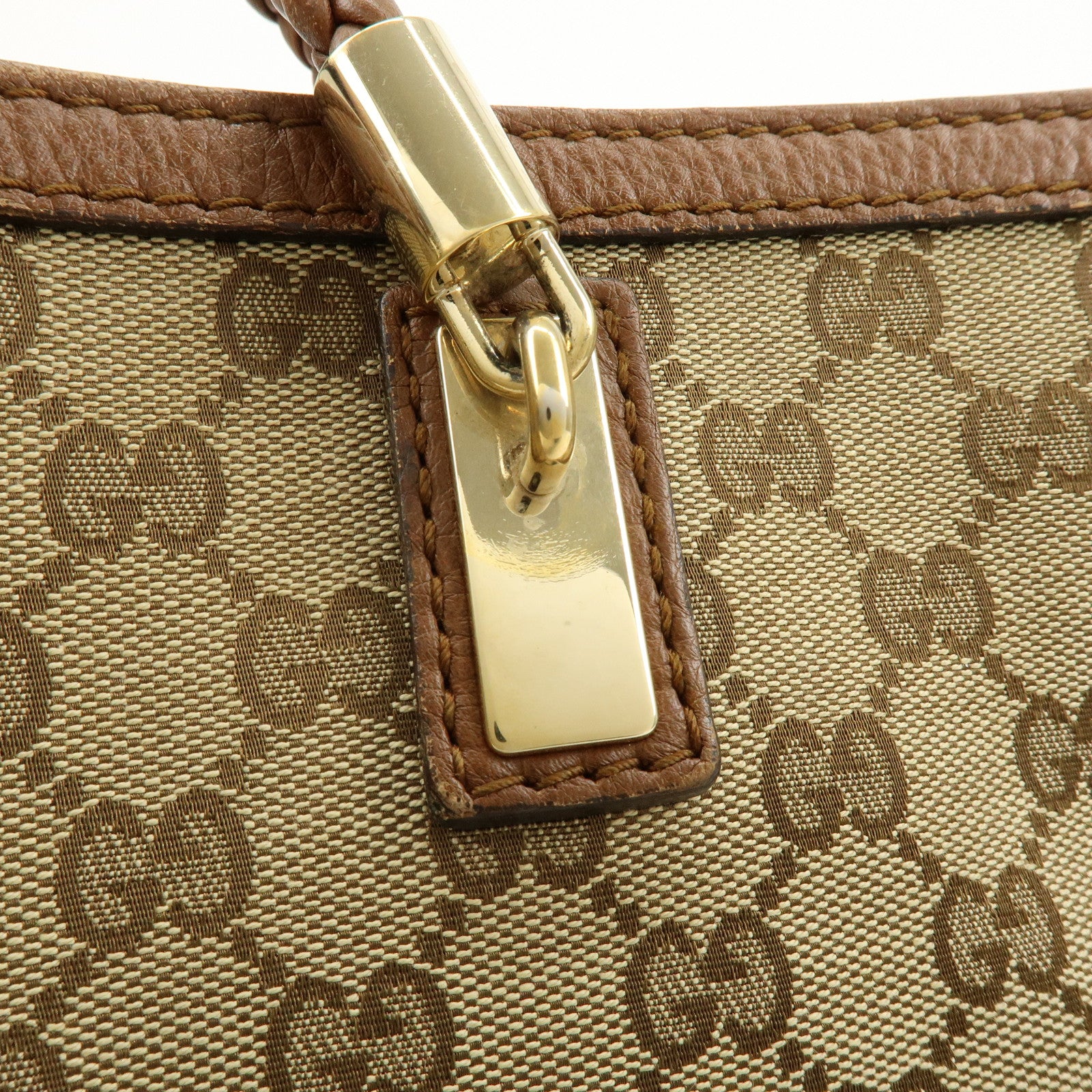 GUCCI Bamboo GG Canvas Leather Tote Bag Hand Bag Brown 269945