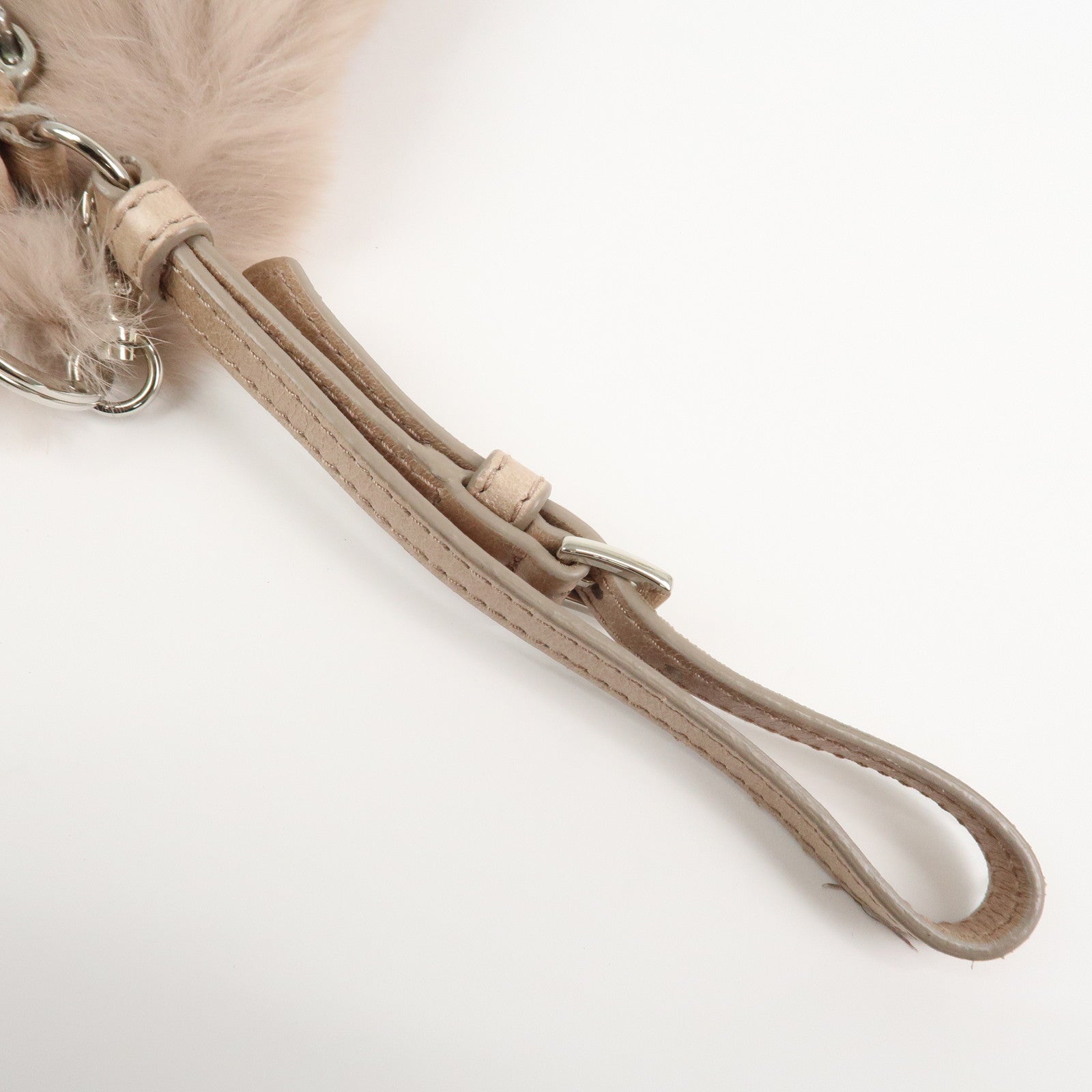 MIU MIU Leather Fur Clutch Bag Pouch Pink Beige 5NH811