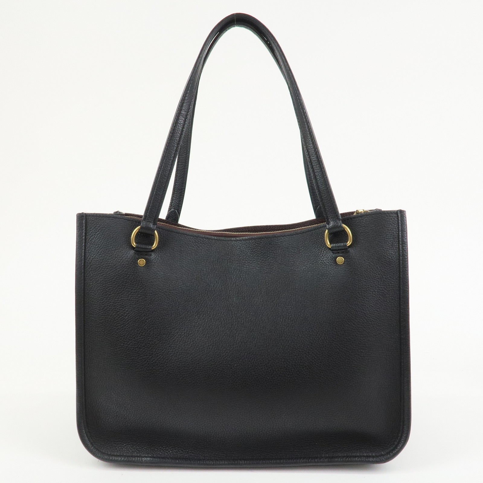 COACH Leather 2Way Shoulder Bag Tote Bag Black