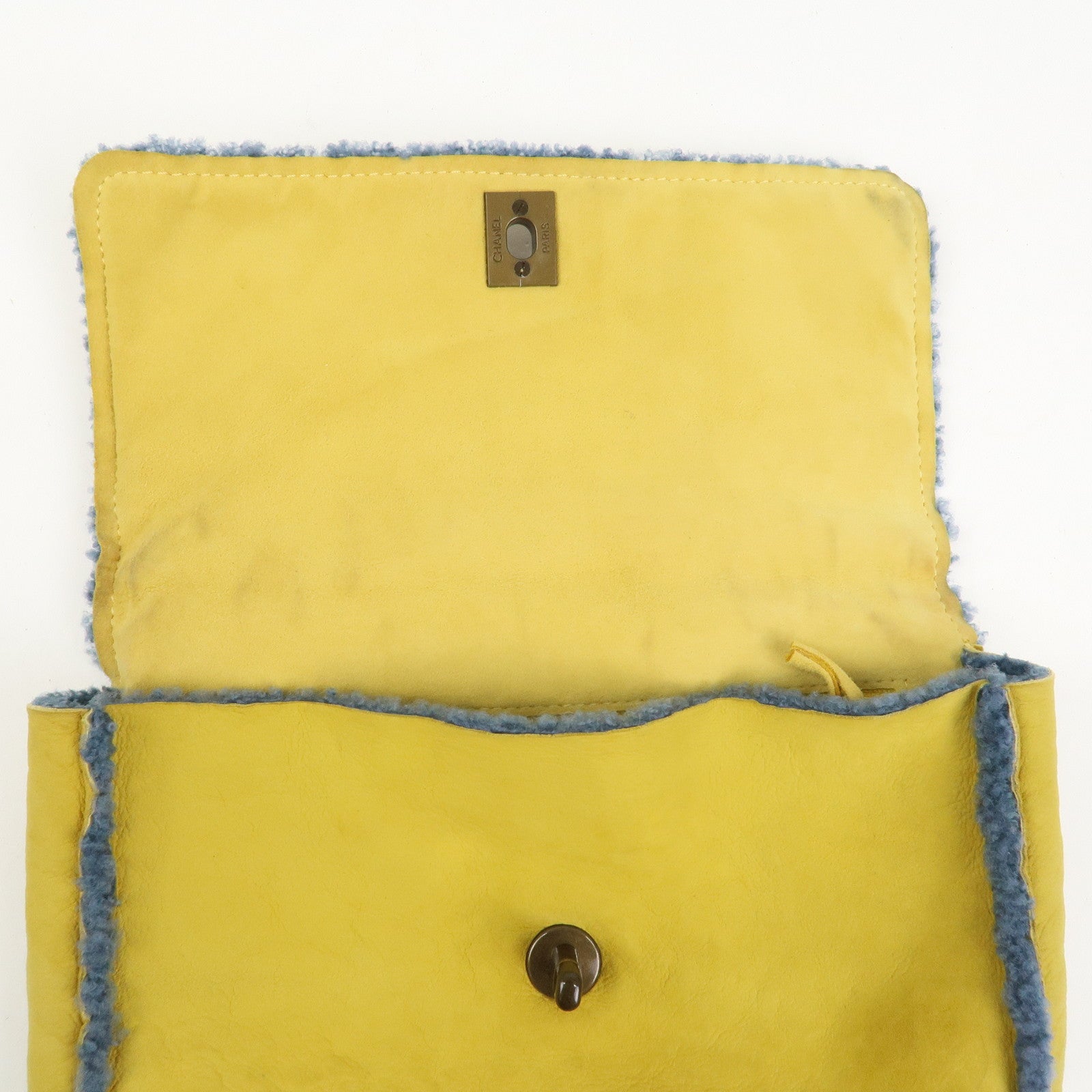 CHANEL COCO Mark Mouton Clutch Bag Yellow Blue