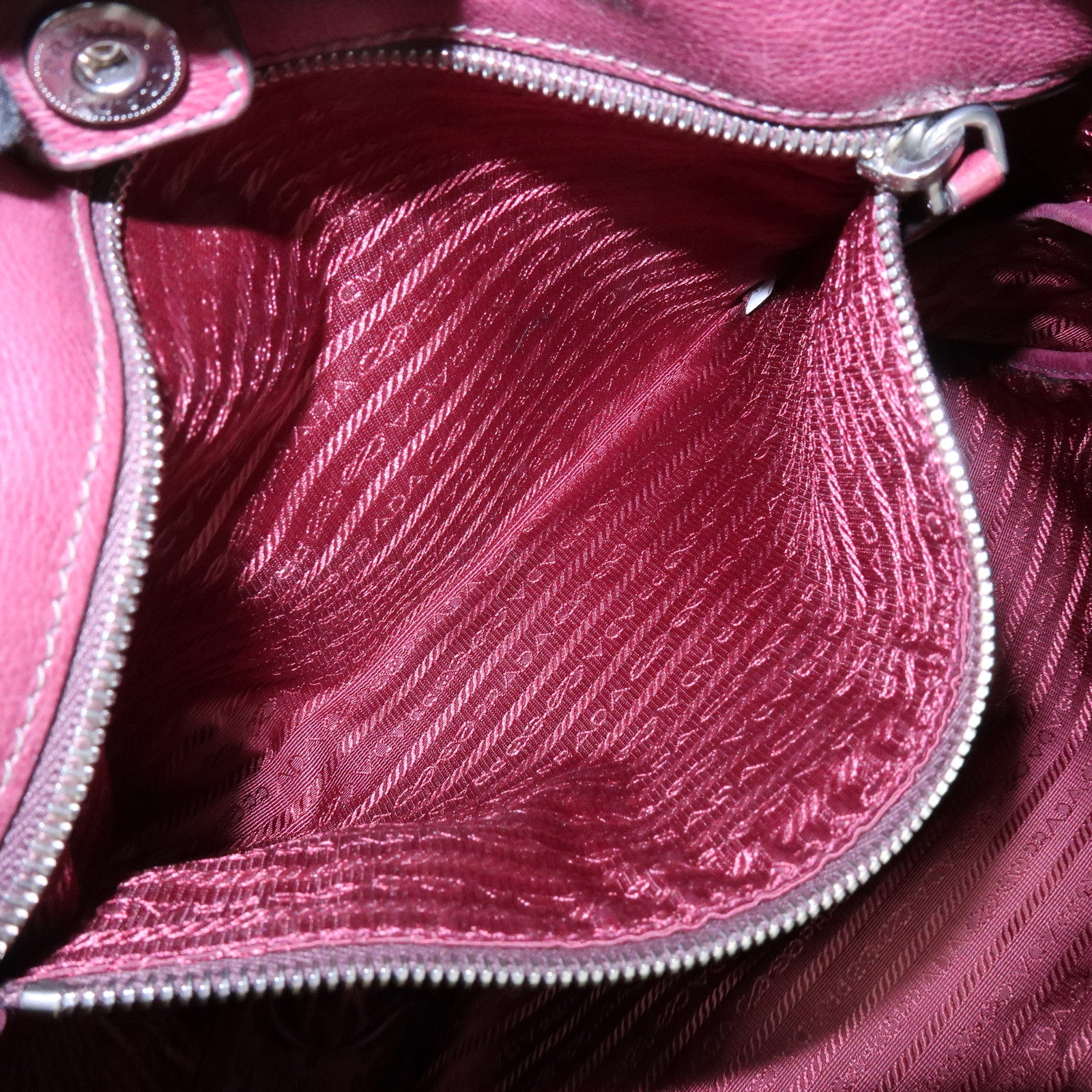 PRADA Triangle Logo Gradation Leather Tote Bag Hand Bag Bordeaux