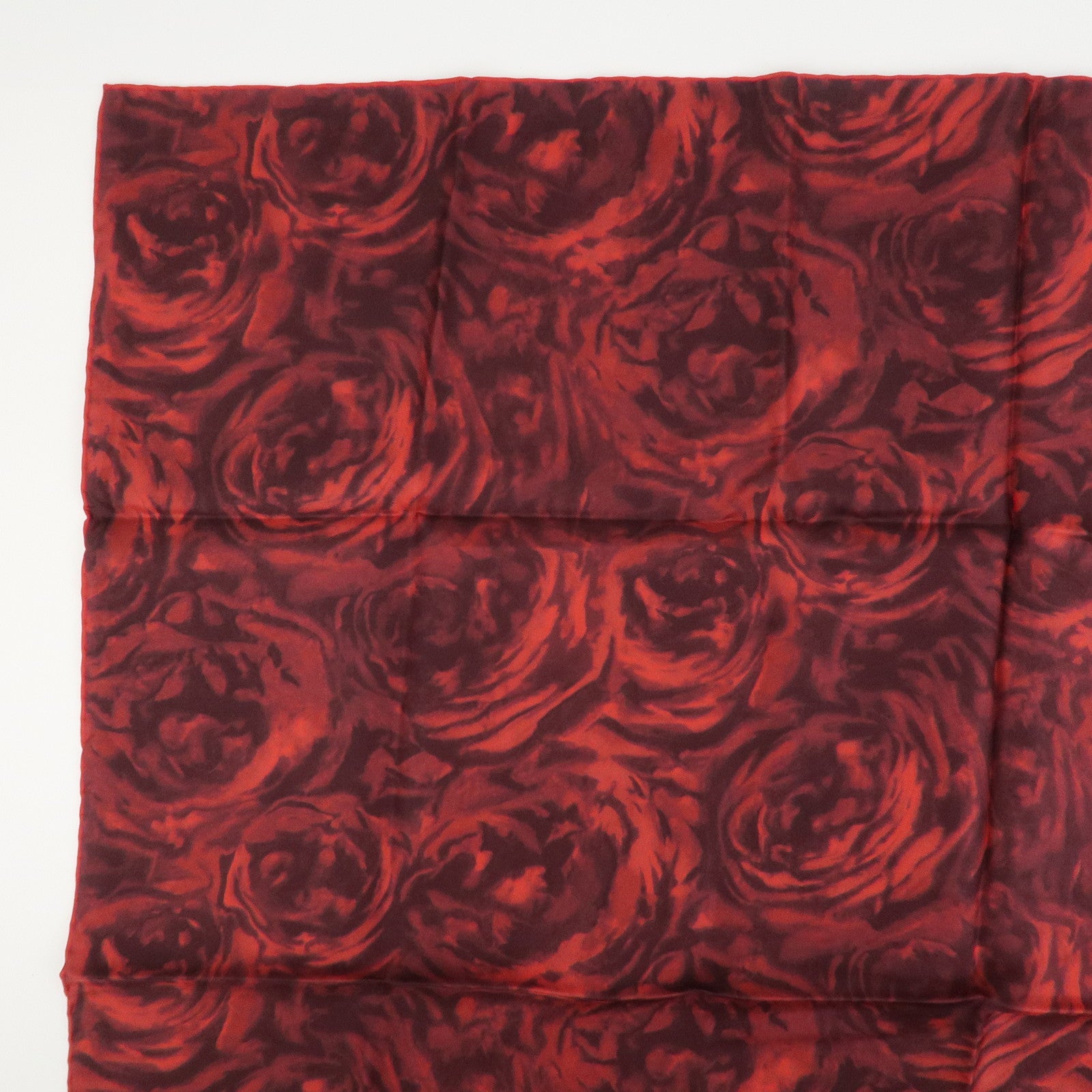 Christian Dior Logo Silk 100% Scarf Rose Motif Red Black