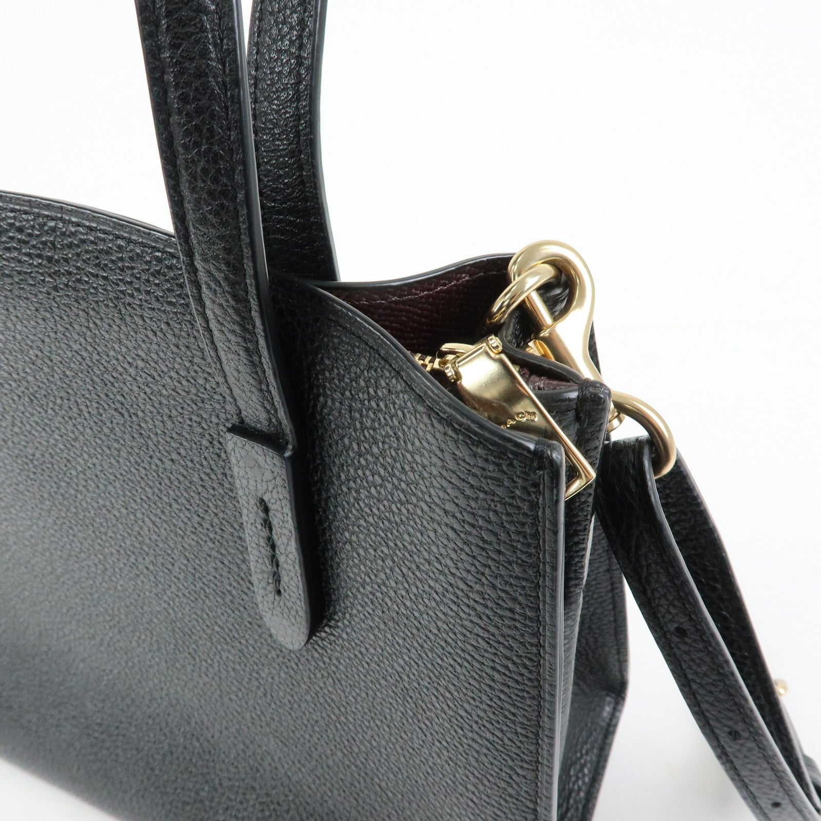 COACH Charlie Carryall 28 Leather 2Way Shoulder Bag Hand Bag Black