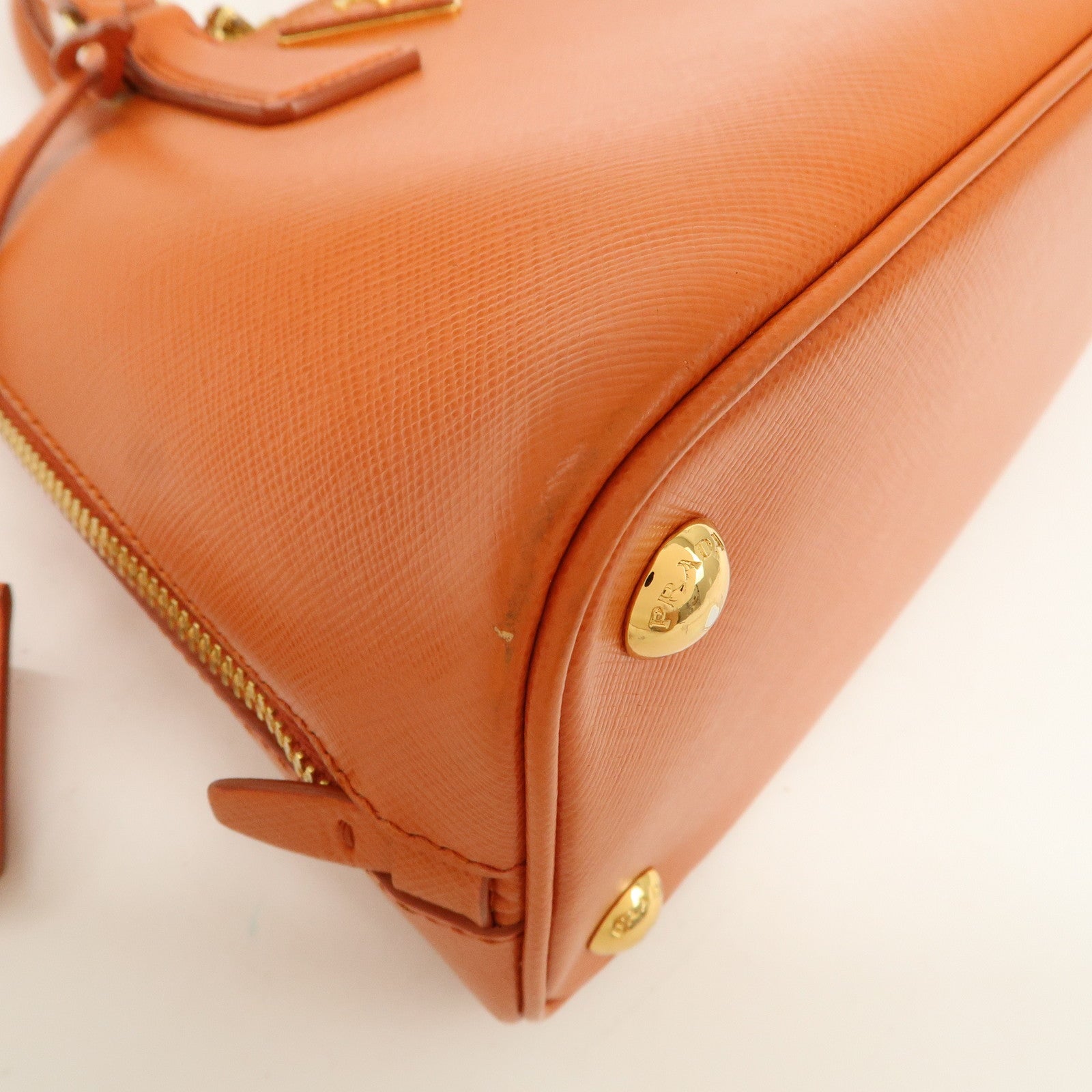 PRADA Saffiano Leather Promenade Small 2Way Hand Bag Orange BL0838