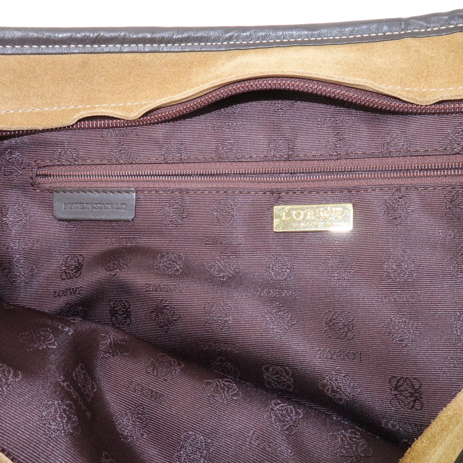 LOEWE Anagram Amazona 40 Suede Leather 2Way Bag Hand Bag Brown