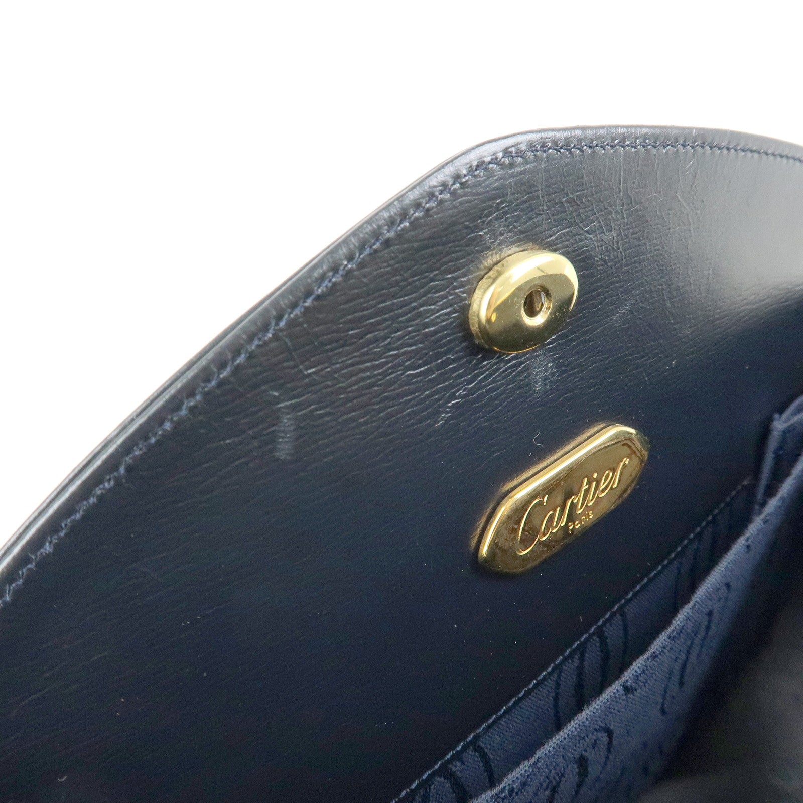 Cartier Sapphire Line Leather Shoulder Bag Crossbody Bag Dark Navy