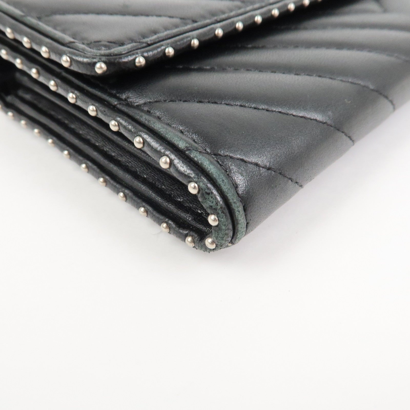 CHANEL COCO Mark V Stitch Leather Flap Long Wallet Black A81217