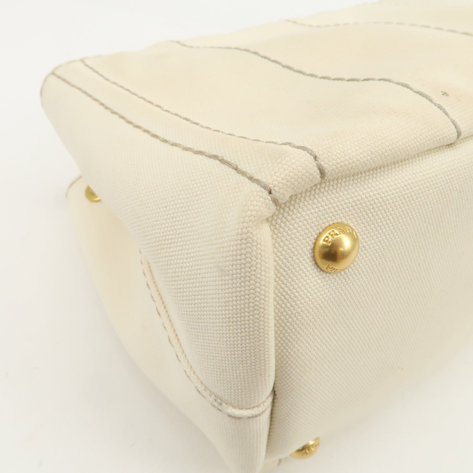PRADA Canapa Mini Canvas 2Way Hand Shoulder Bag Ivory B2439G