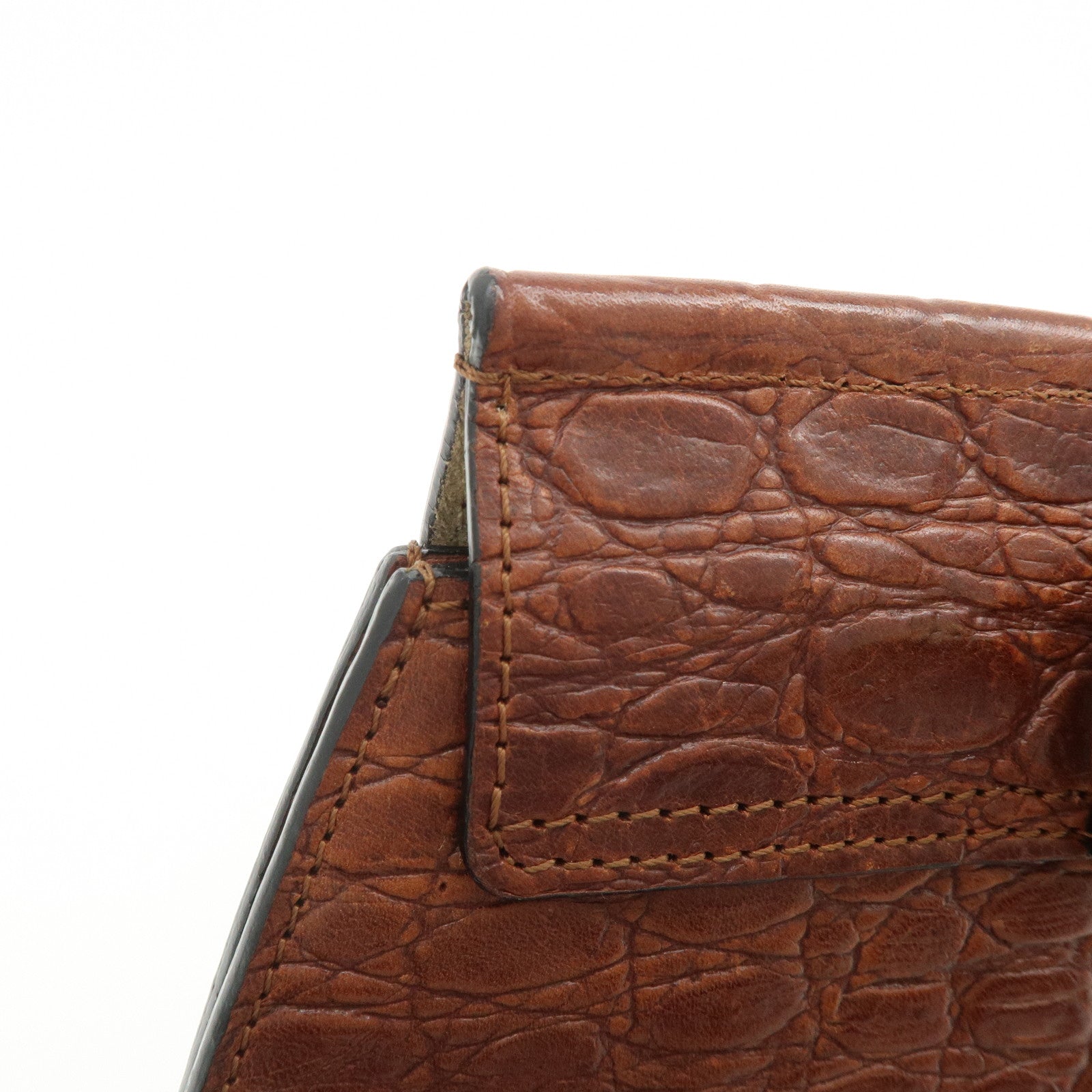 Chloe Logo Embossed Leather Shoulder Bag Hand Bag Brown