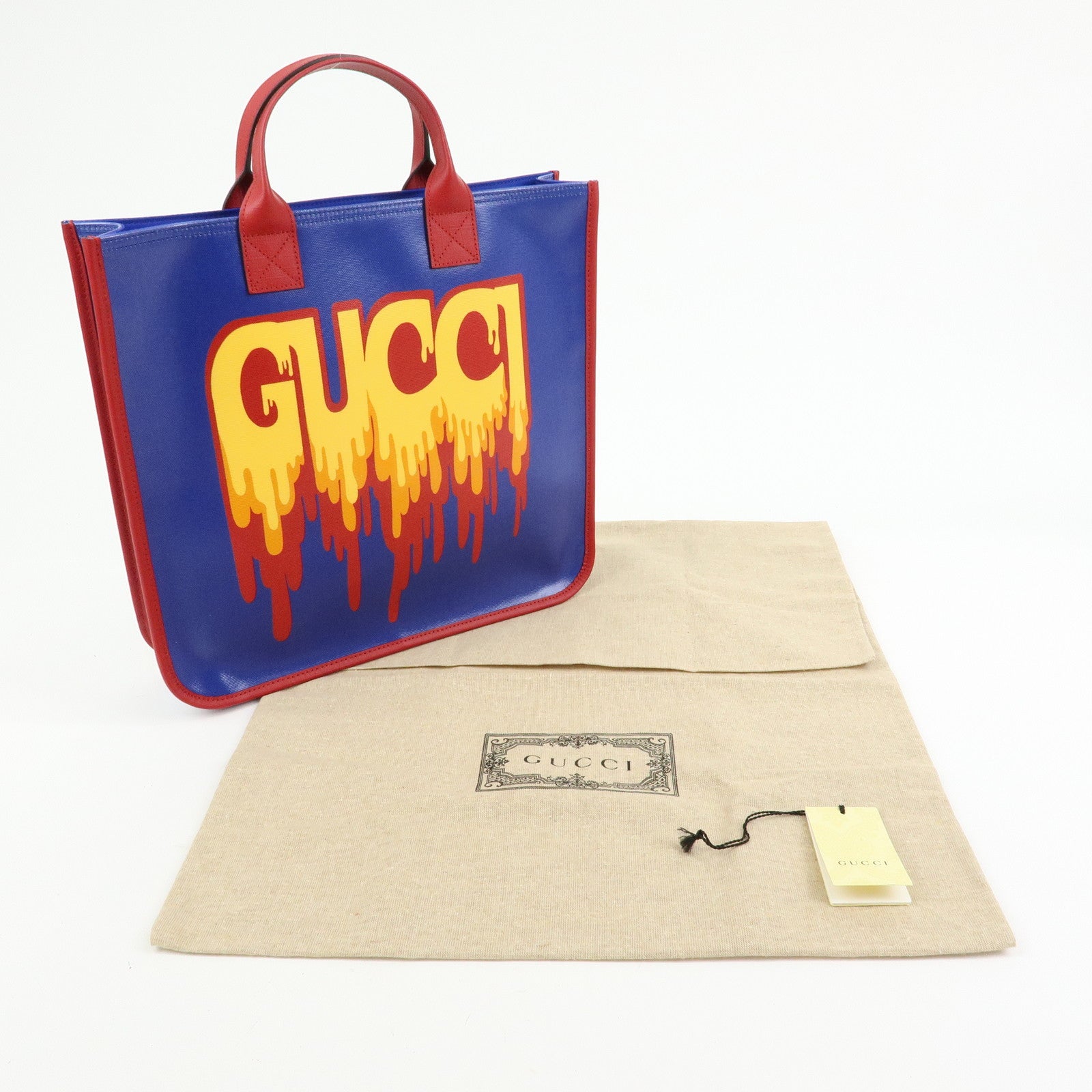 GUCCI Children's PVC Leather Tote Bag Hand Bag Blue Red 550763