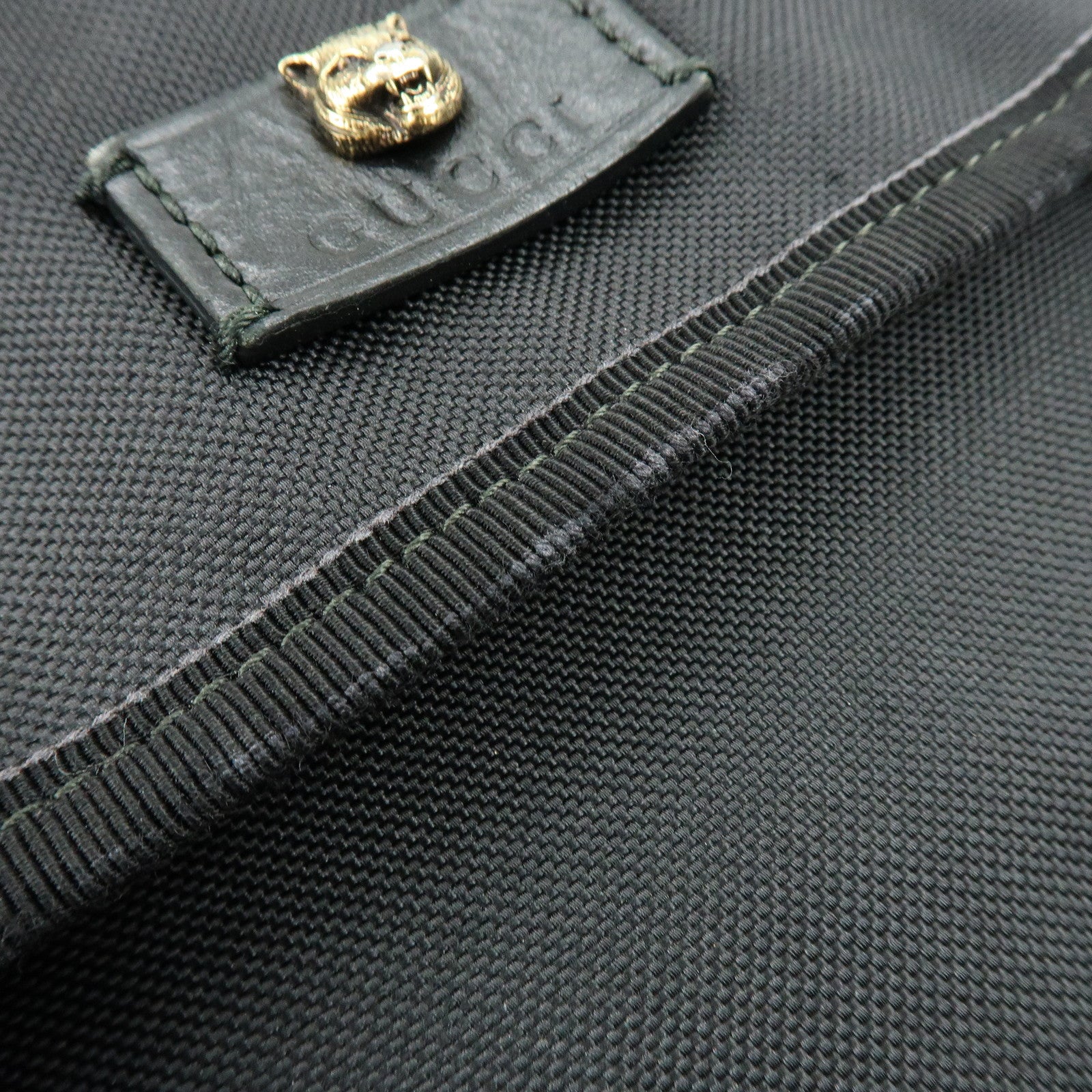 GUCCI Sherry Cat Head Embroidery Tiger Canvas Backpack Black 450982