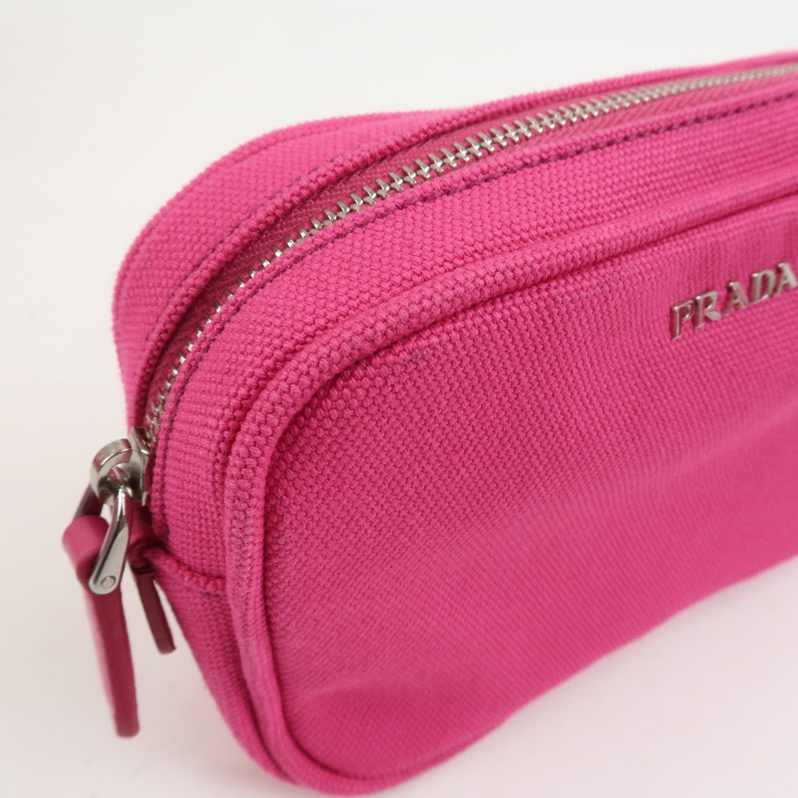 PRADA Grommet Canapa Mini Canvas 2Way Bag Hand Bag Pink 1BG439