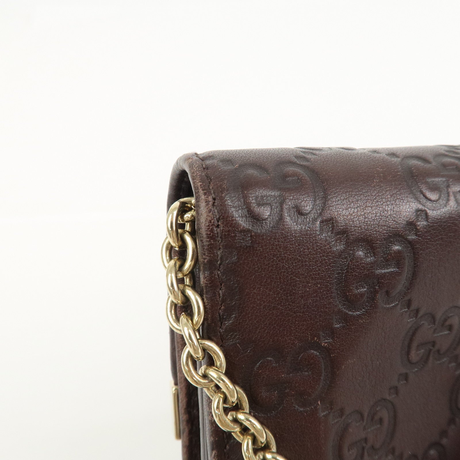 GUCCI Guccissima Leather Chain Strap Long Wallet Hand Bag 269541