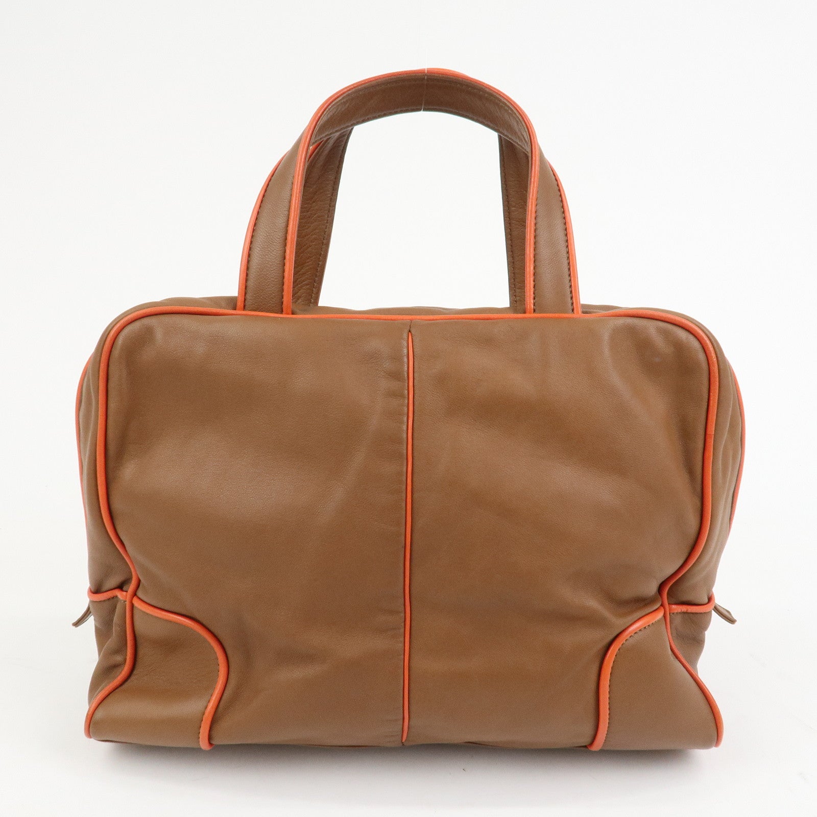 LOEWE Logo Nappa Leather Mini Hand Bag Boston Bag Brown