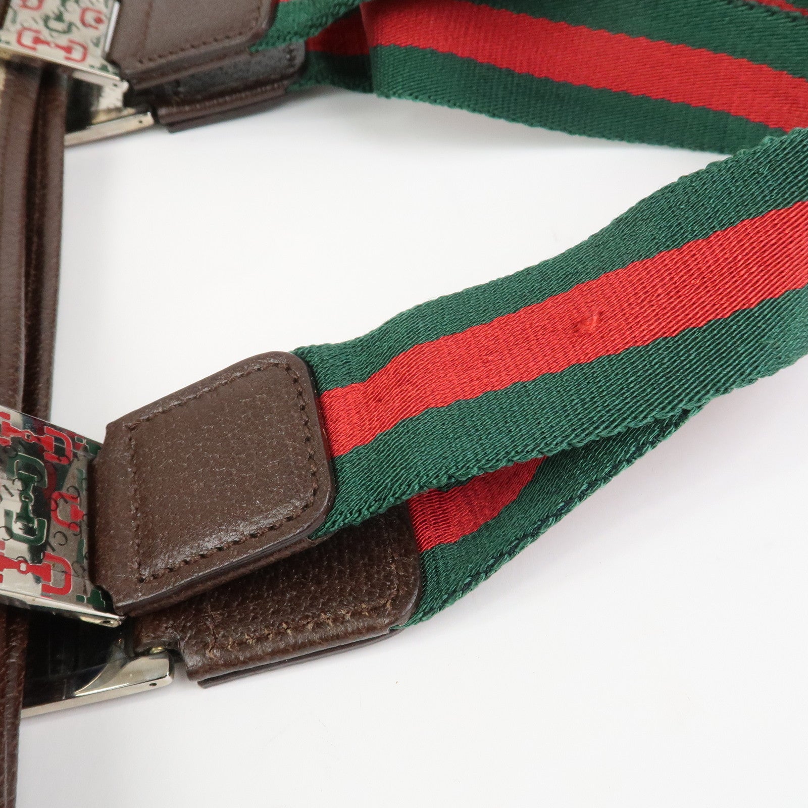 GUCCI Sherry GG Canvas Leather Tote Bag Shoulder Bag Brown 145758