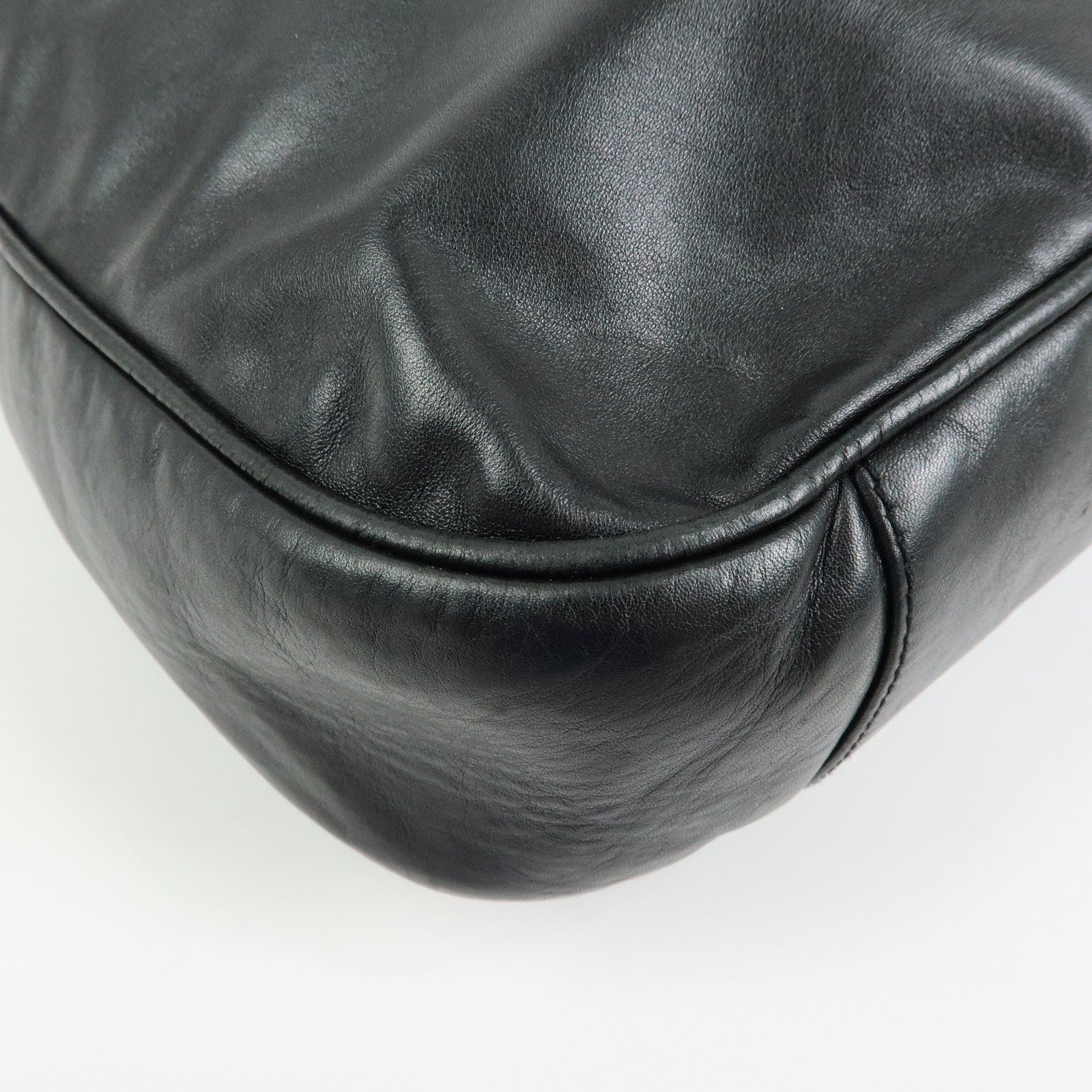GUCCI Bamboo Leather 2Way Bag Hand Bag Shoulder Bag Black 001・1781