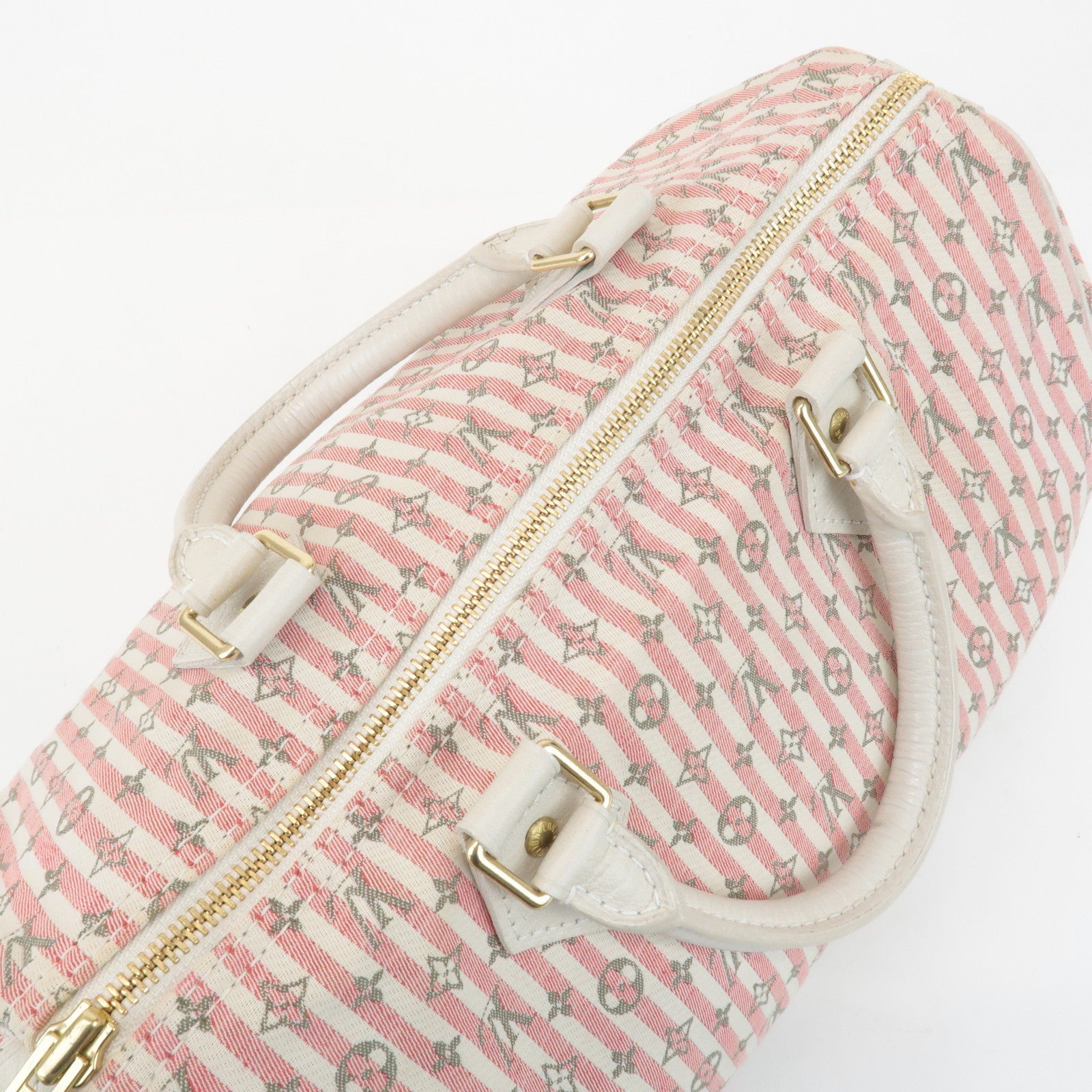 Louis Vuitton Monogram Mini Lin Speedy 30 Boston Bag Rouge M95501 Used