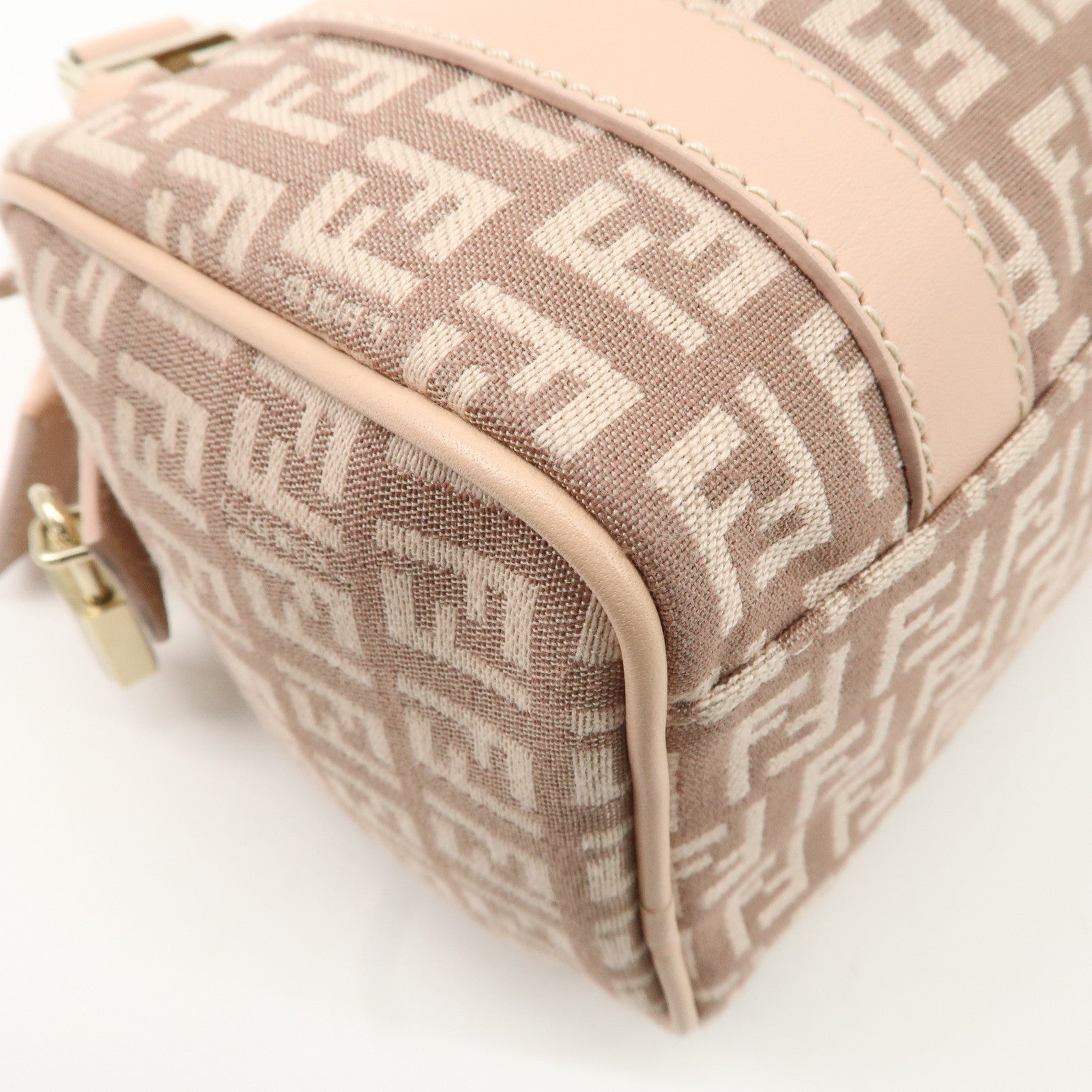 FENDI Zucchino Canvas Leather Mini Boston Bag Pink 8BL071