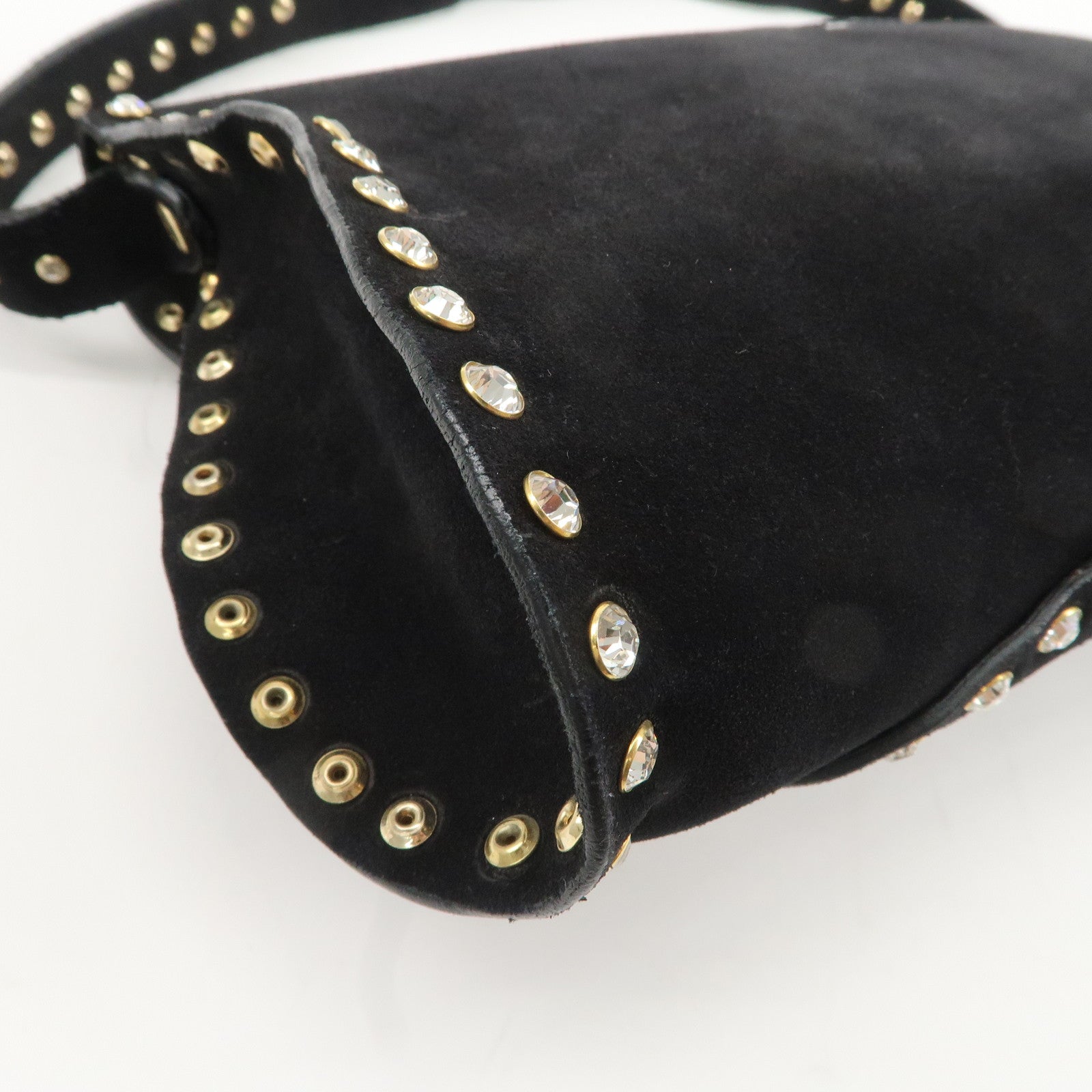 CELINE Paulbot Suede Bijoux Hand Bag Shoulder Bag Black